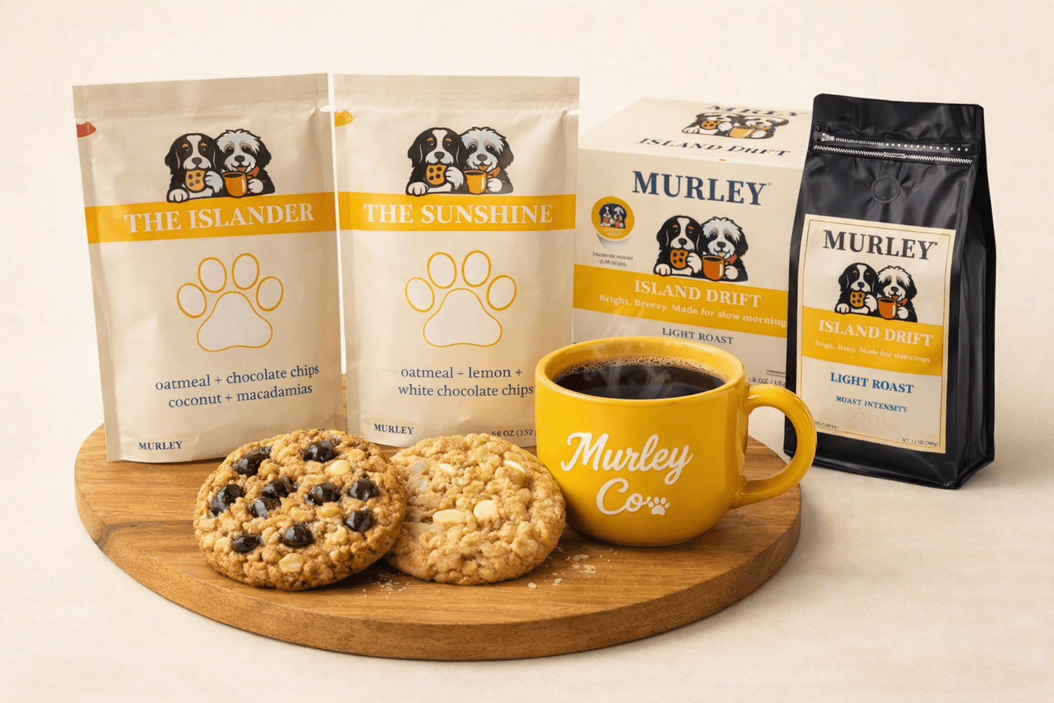 Island Drift coffee with The Islander and The Sunshine cookies