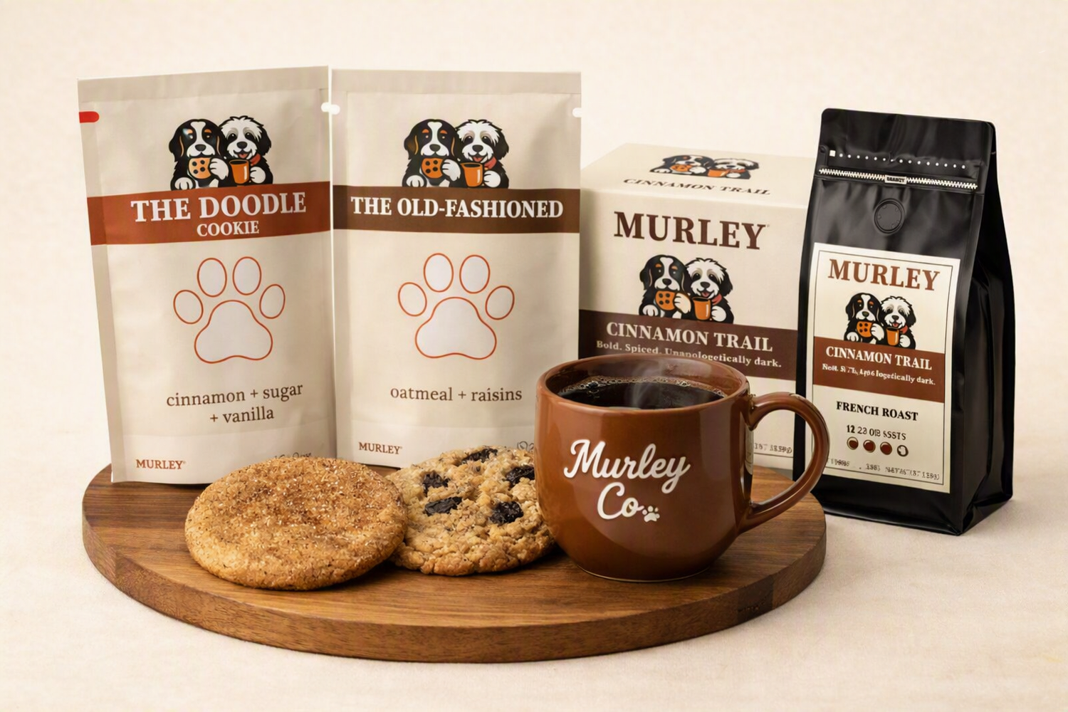 Cinnamon Trail coffee with The Doodle and The Old-Fashioned cookies
