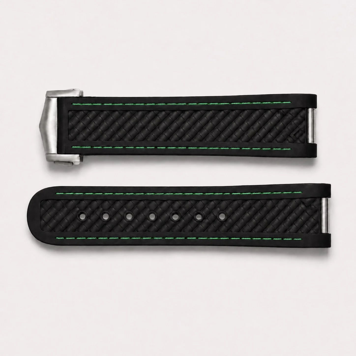 Black with Green Stitching Strap