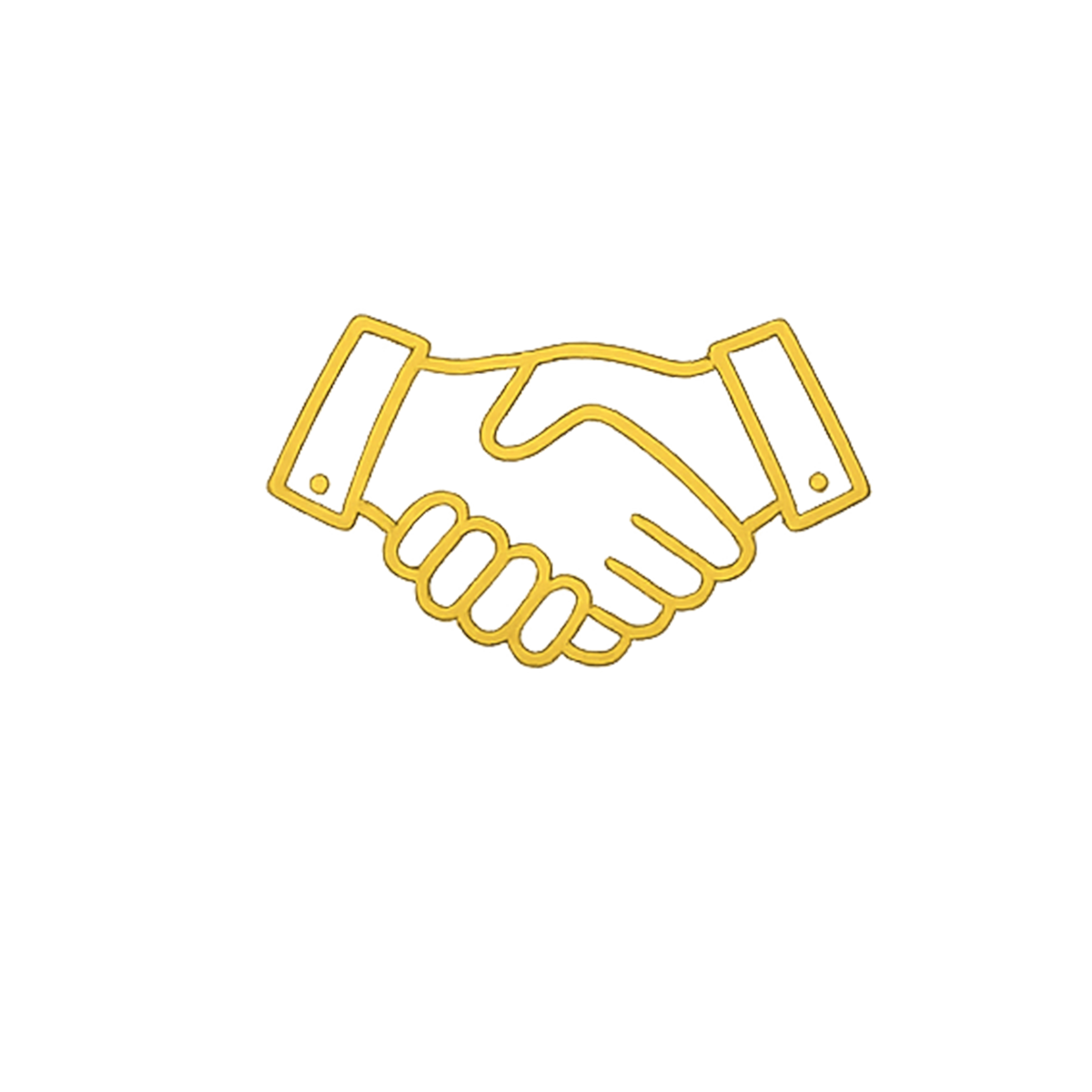 Neon sign of two hands shaking, symbolizing agreement or partnership, in yellow color.
