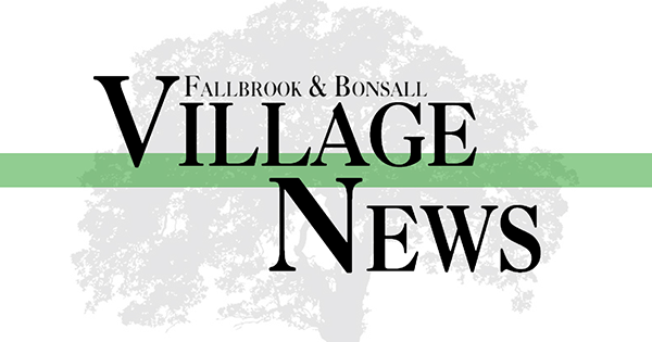 Logo for Fallbrook & Bonsall Village News with black text and a green line over a gray textured background.