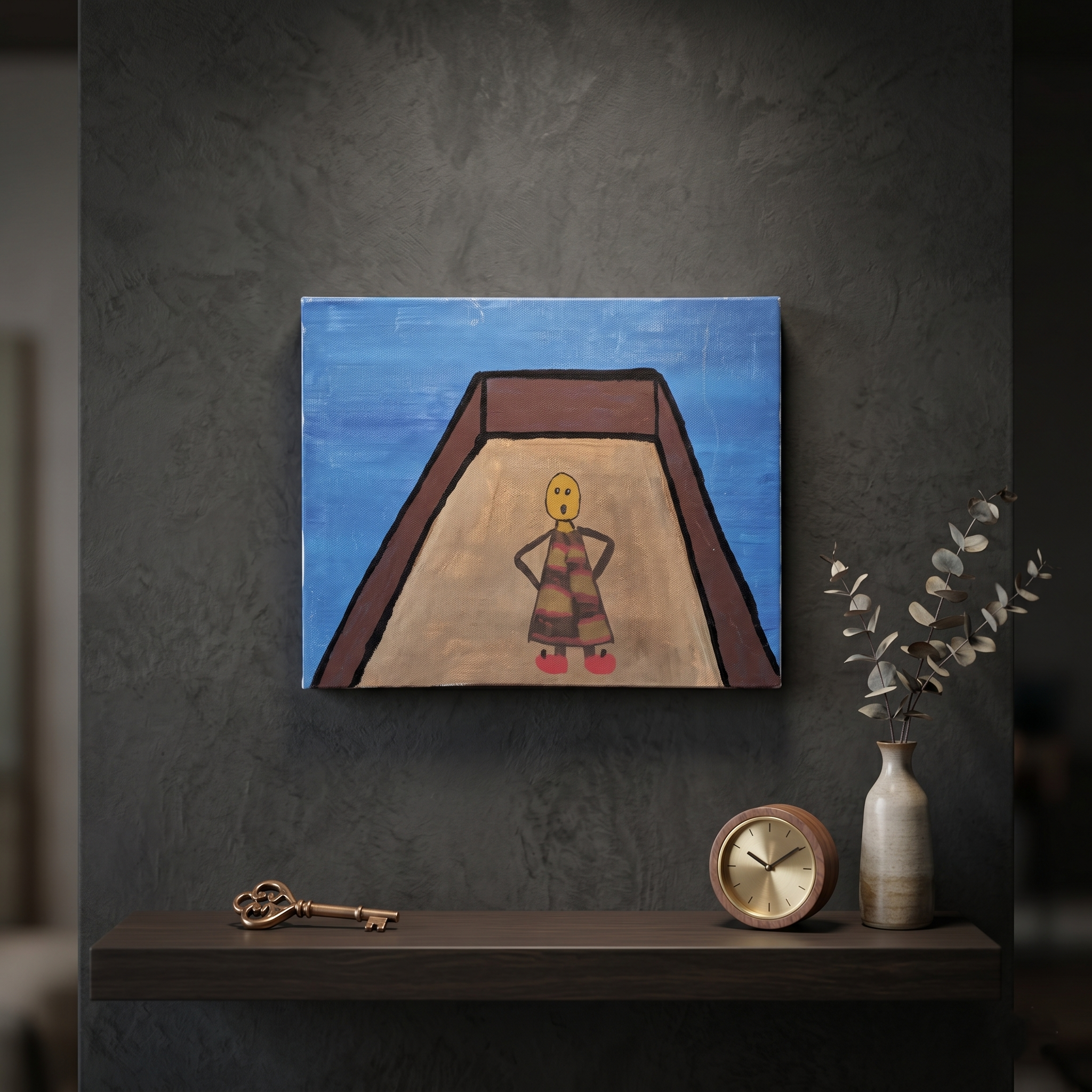 "Yellow Head Figure" - A Folk-Art Original