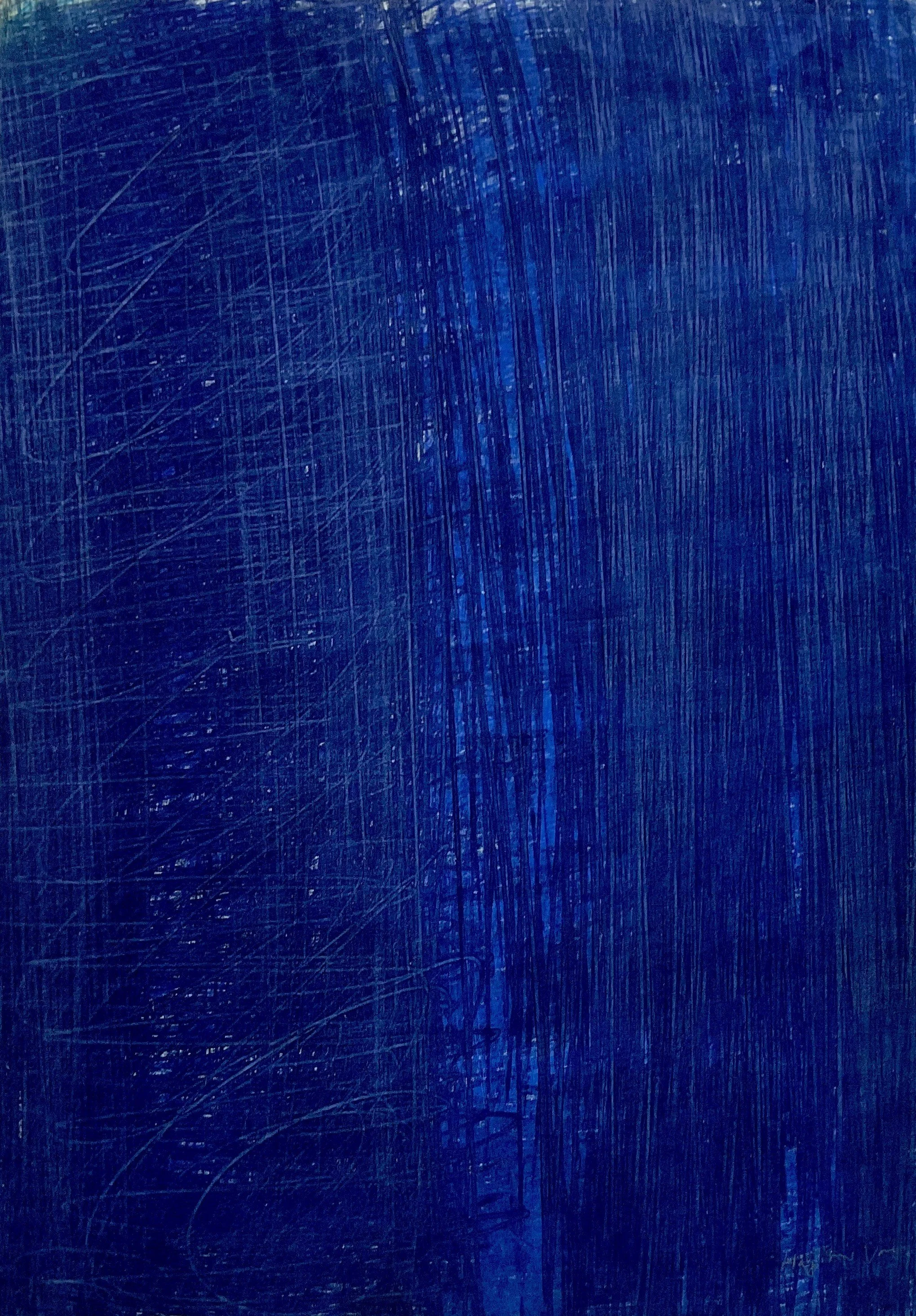 Baren work stroke 6, 1977-1990, Lapis lazuli pigment on Japanese paper, 68.5 x 47cm 