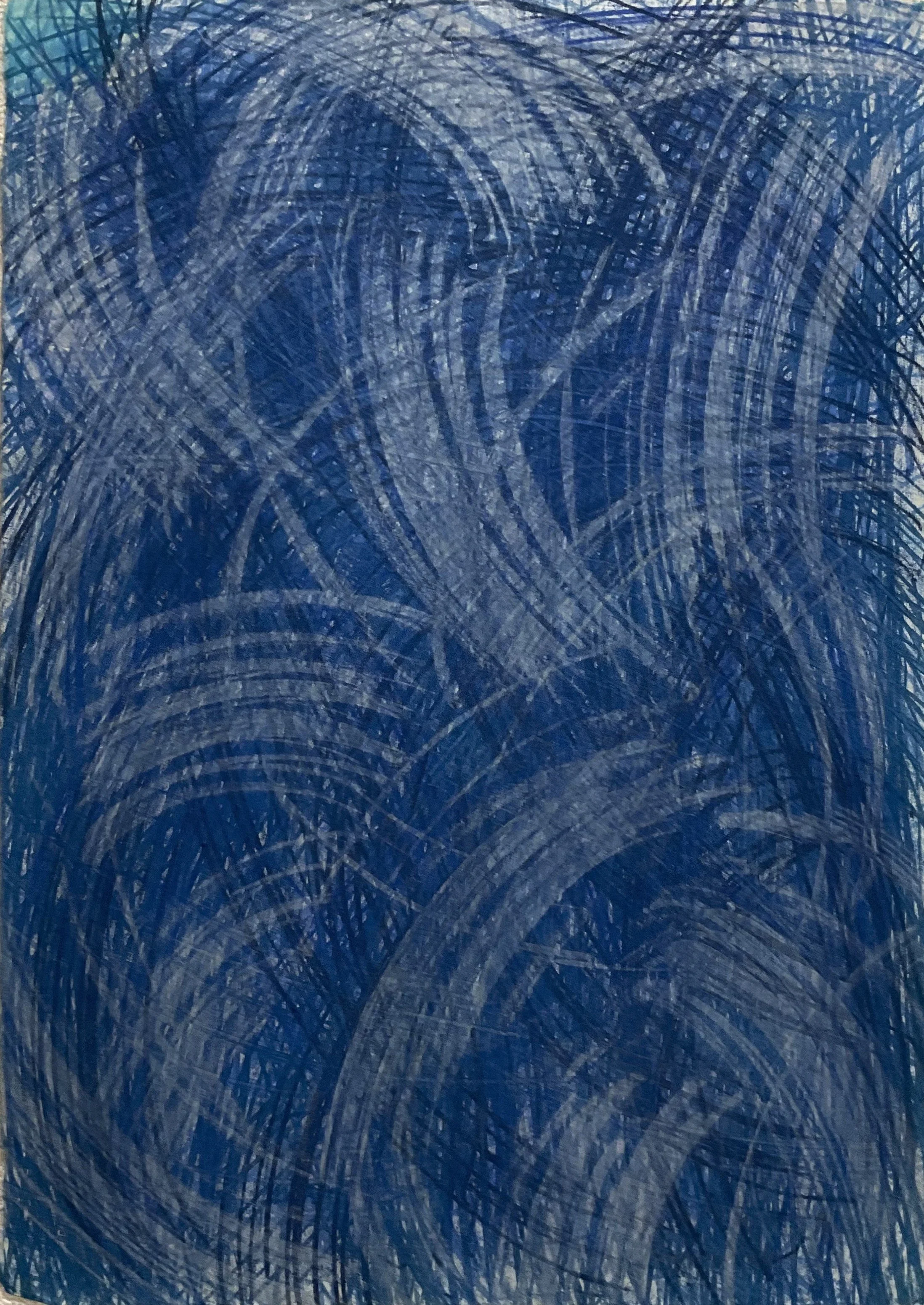 Baren work stroke 23, 1977-1990, Lapis lazuli pigment on Japanese paper, 68.5×48cm 