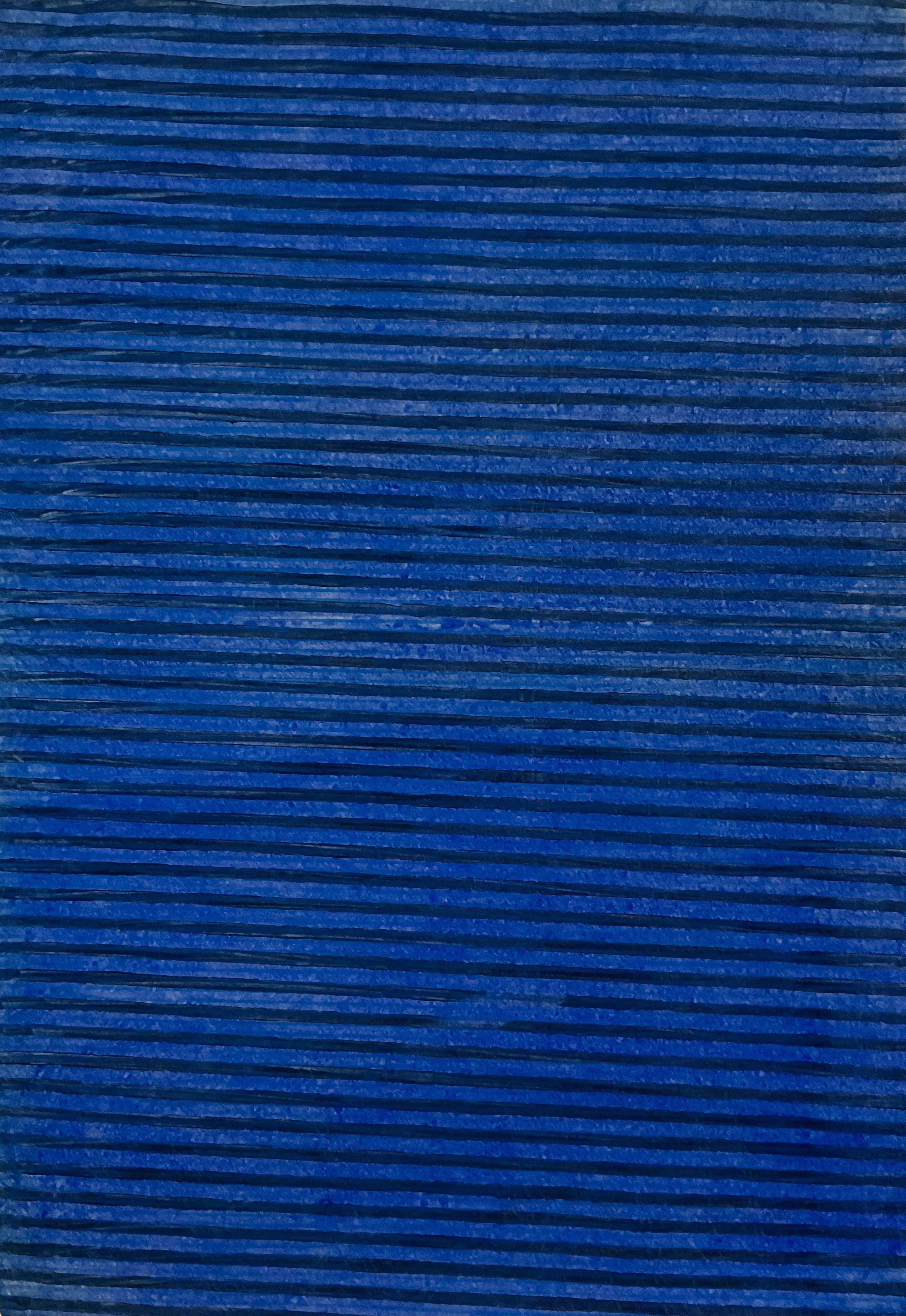 Baren work stripe 1, 1977-1990, Lapis lazuli pigment on Japanese paper, 68.5 × 47cm