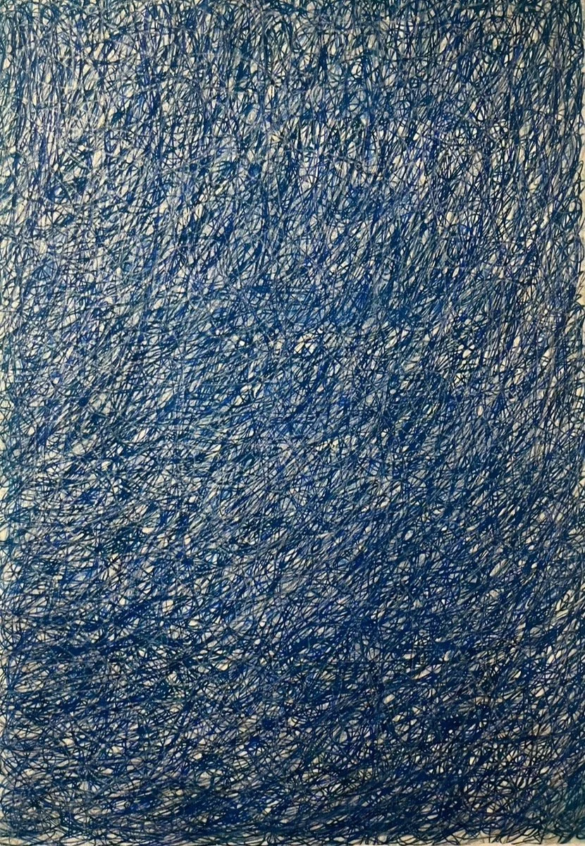 Baren work stroke 19, 1977-1990, Lapis lazuli pigment on Japanese paper, 67×46cm 