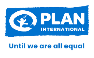 PLAN International logo with the slogan 'Until we are all equal'