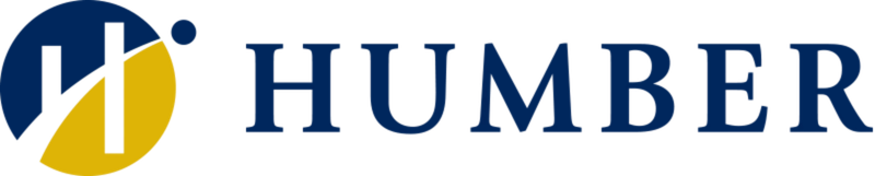 Logo with a blue and yellow circular design and the words 'HUMBER' in blue.