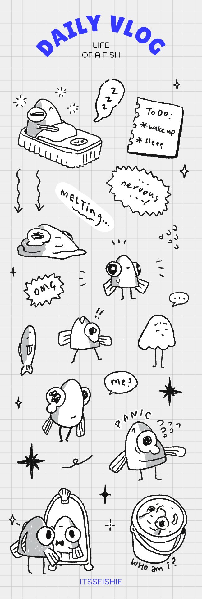 Anxious fish sticker sheet
