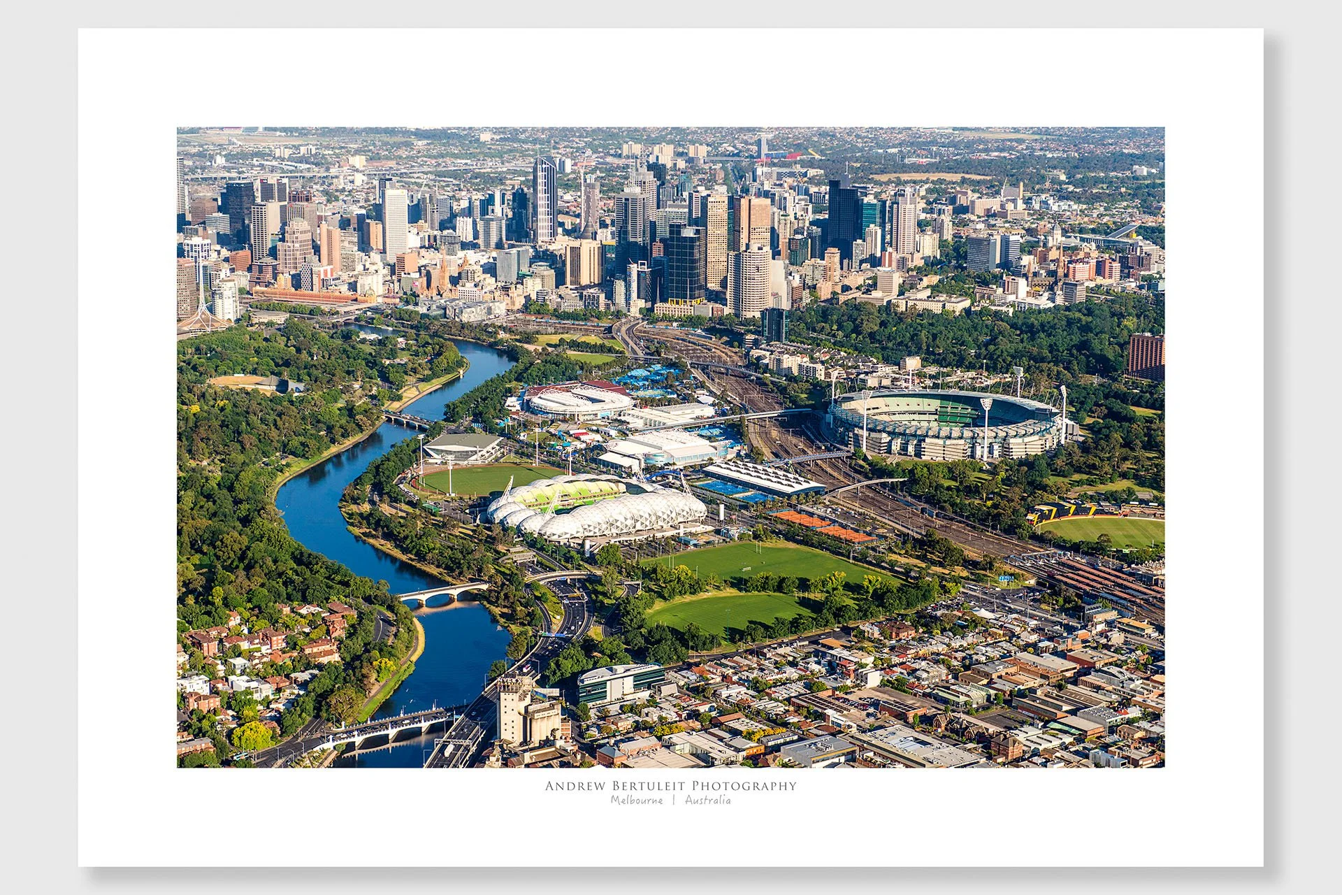 Melbourne print with white border, ready for a standard frame
