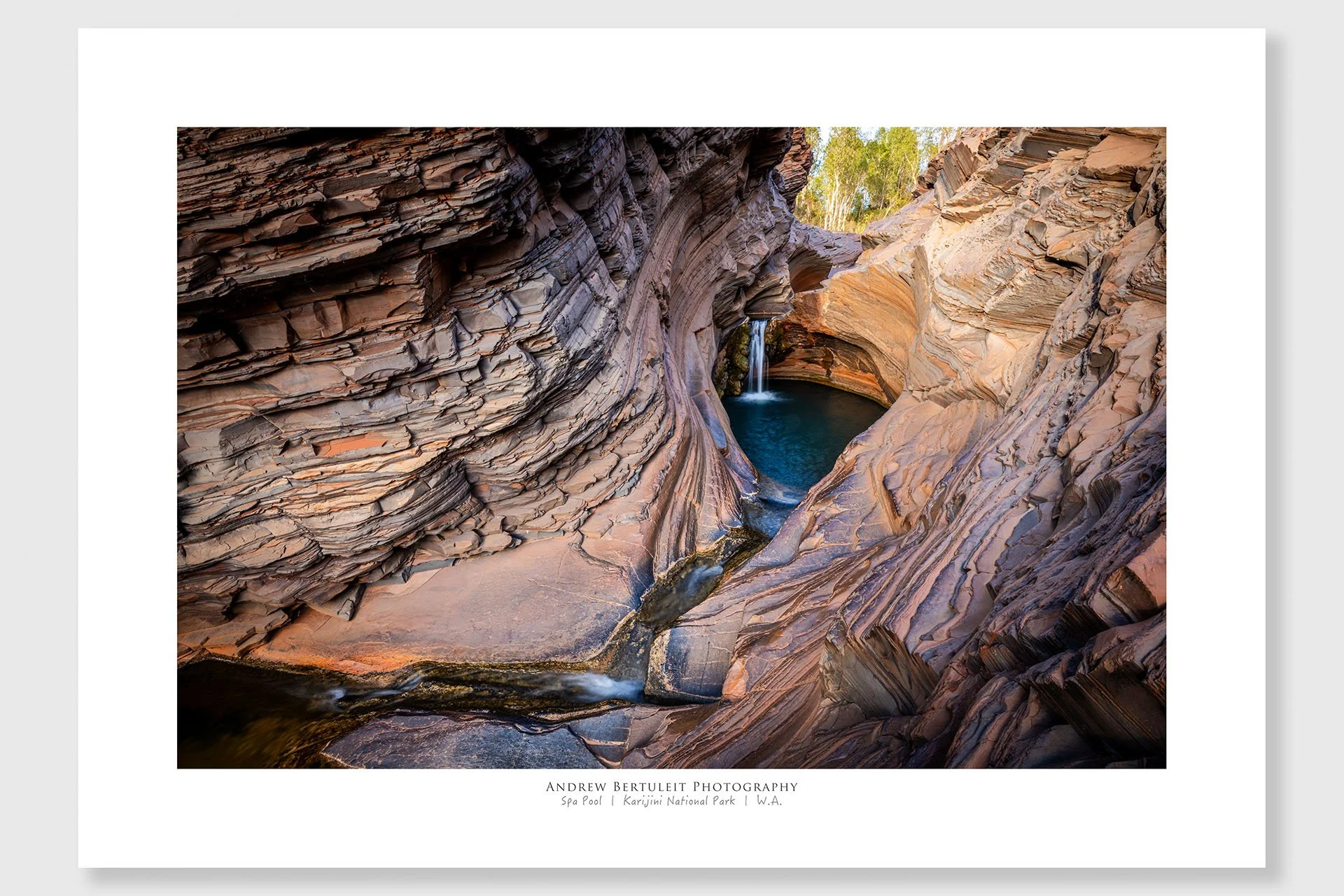 Spa Pool print with white border, ready for a standard frame