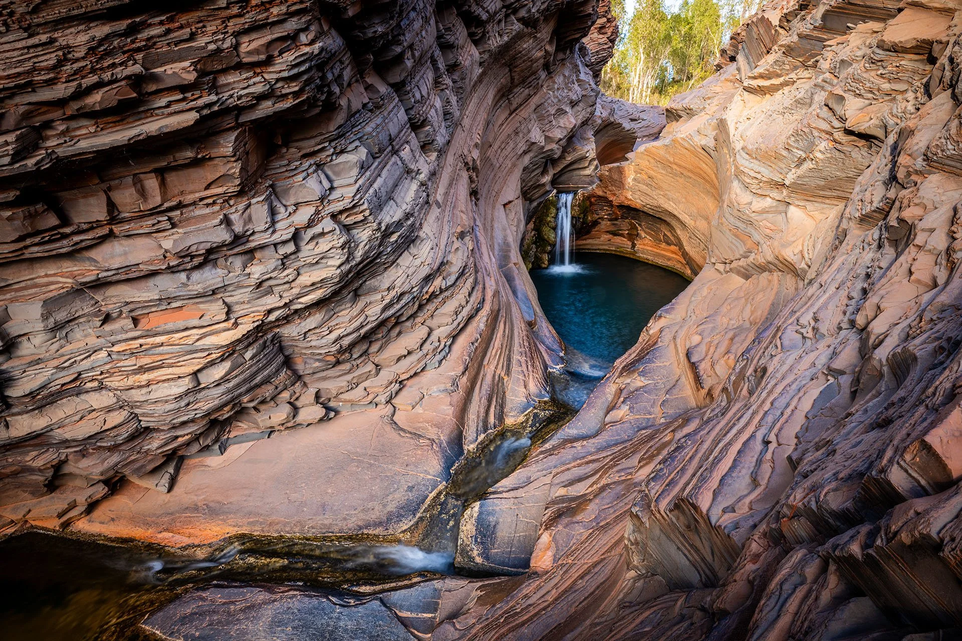 Water flowing through the Spa Pool rock formation