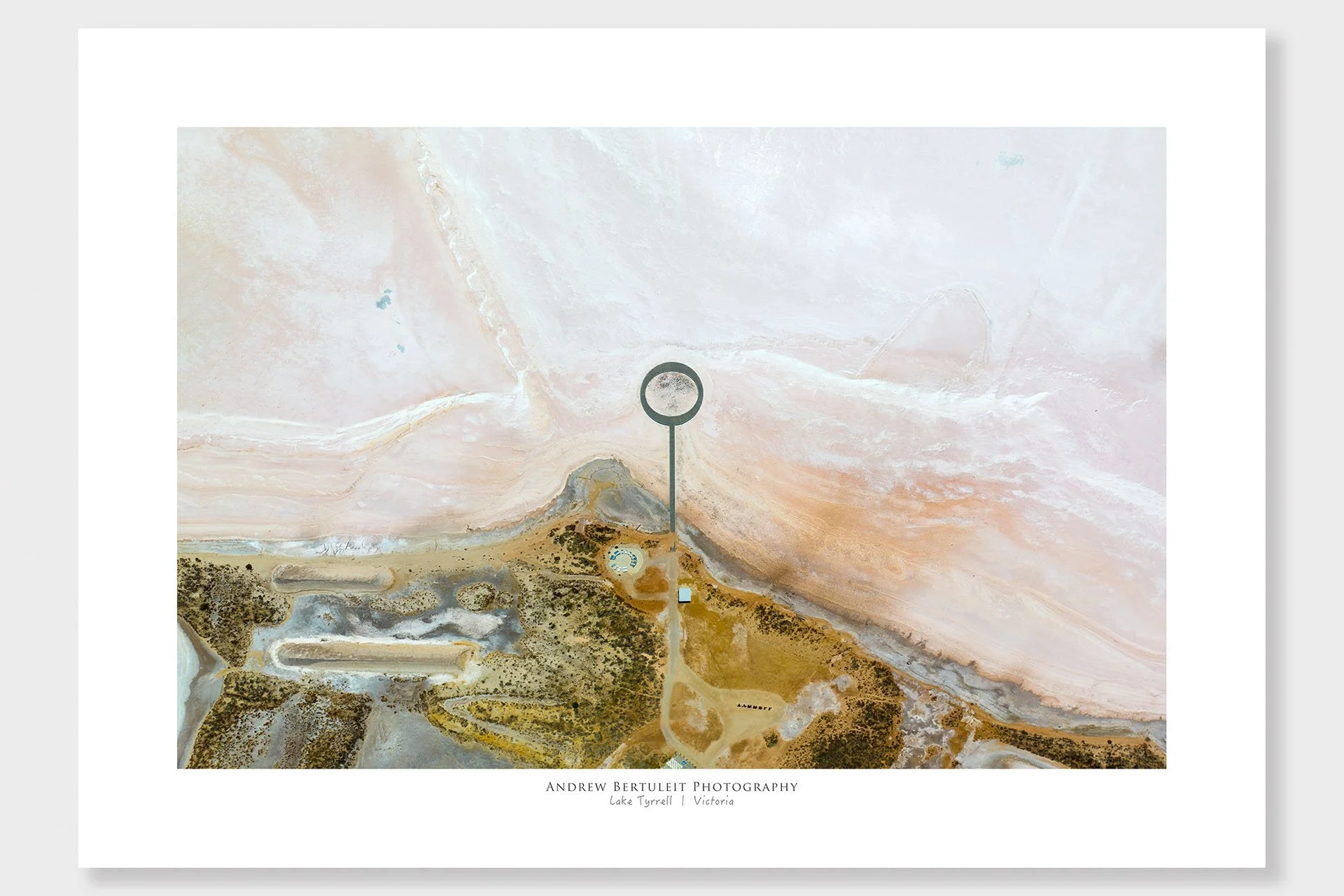 Lake Tyrrell aerial print with white border, ready for a standard frame.