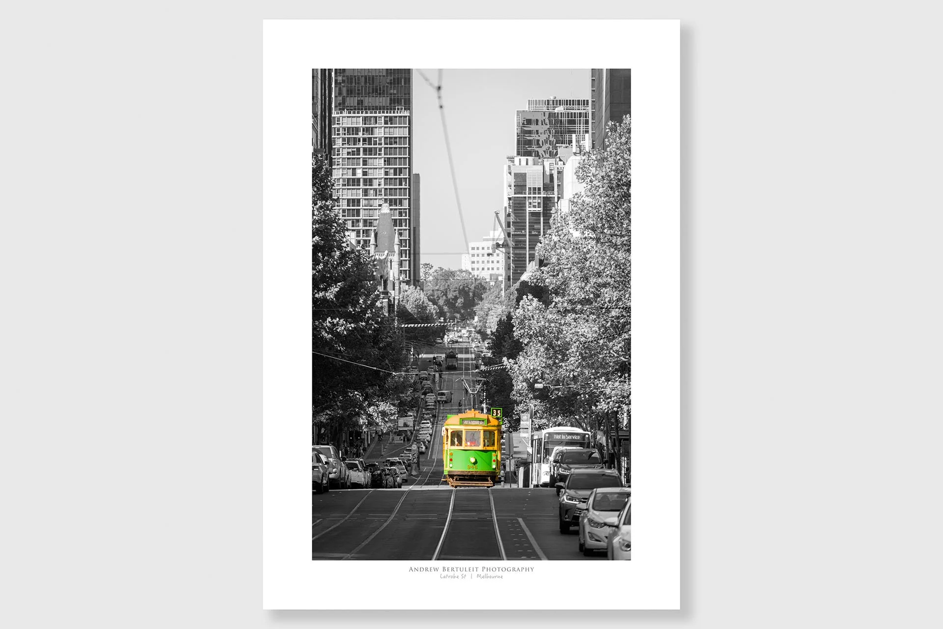 Tram print with white border, ready for a standard frame