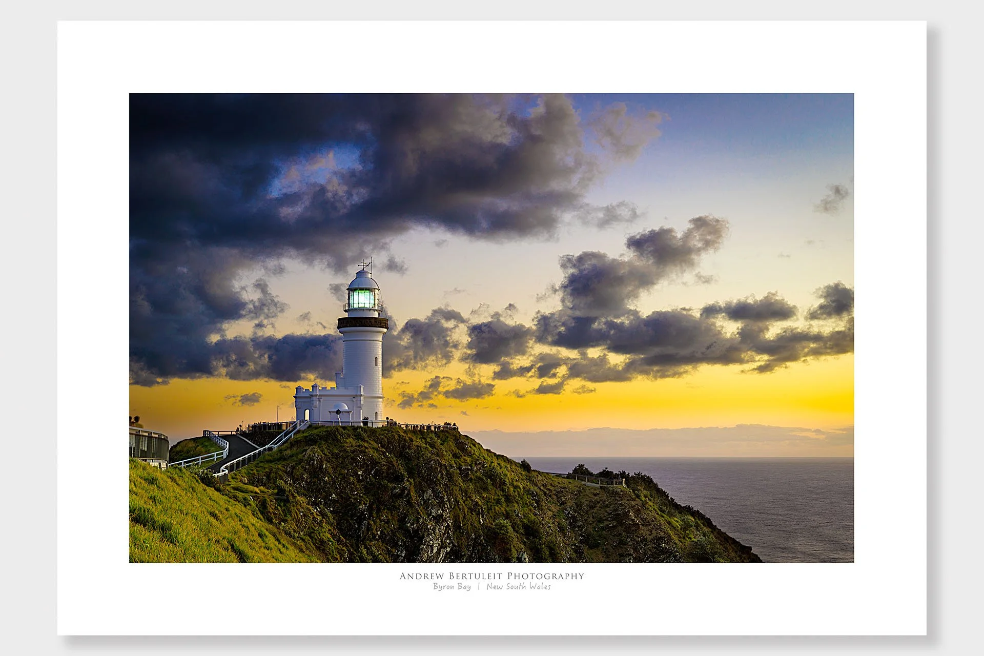Byron Bay print with white border, ready for a standard frame