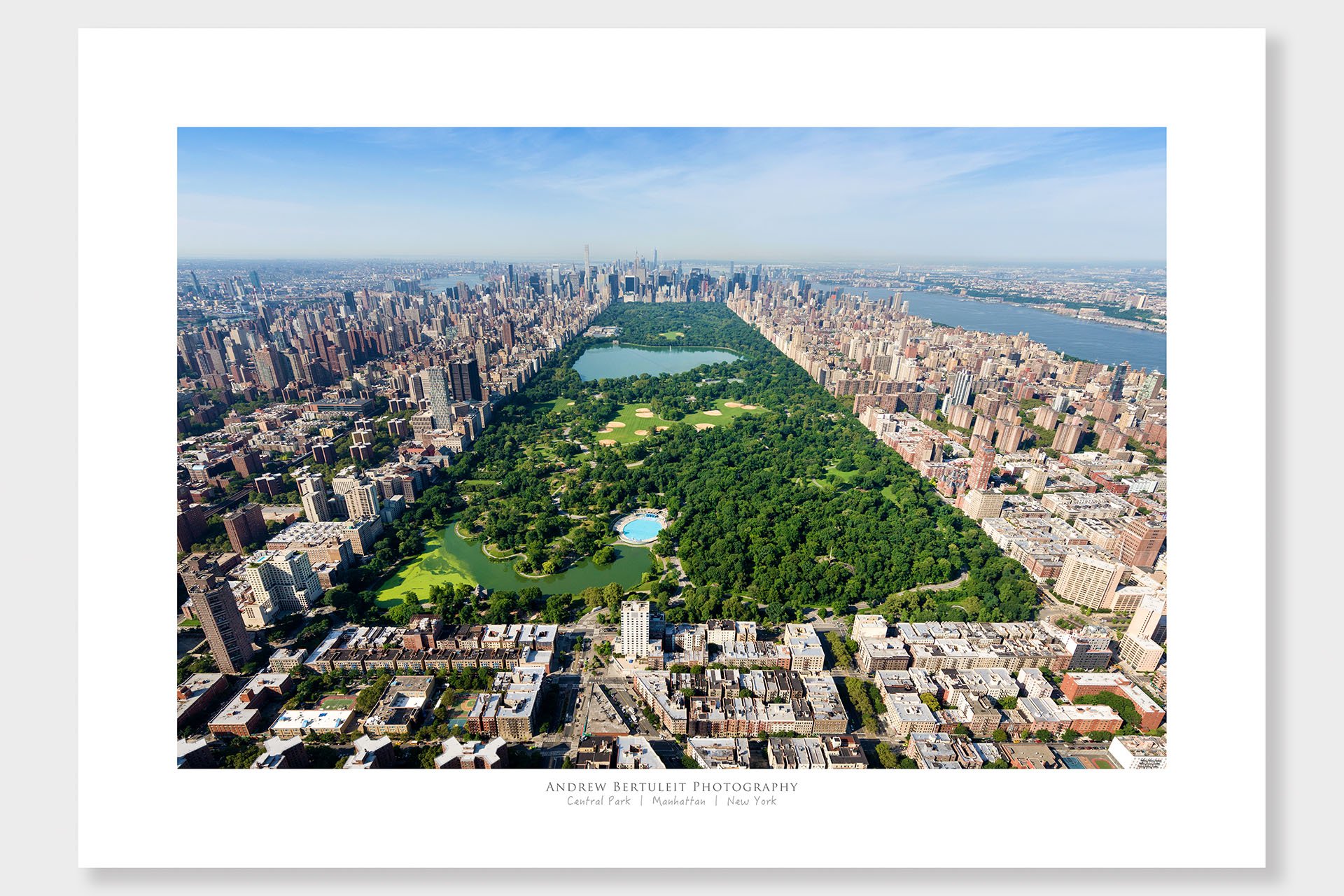 New York Central Park aerial print with white border, ready for a standard frame.