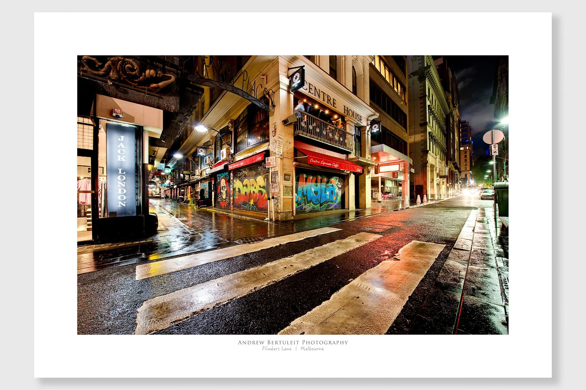 Flinders Lane print with white border, ready for a standard frame