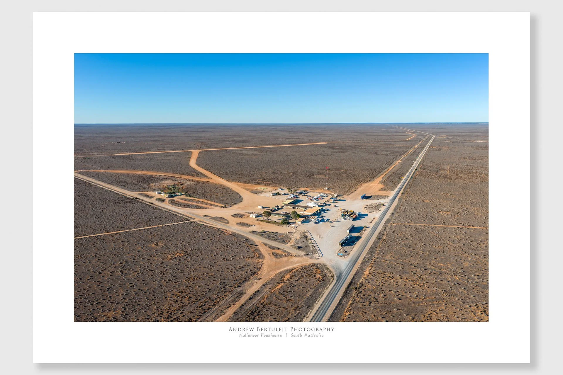 Nullarbor Roadhouse print with white border, ready for a standard frame
