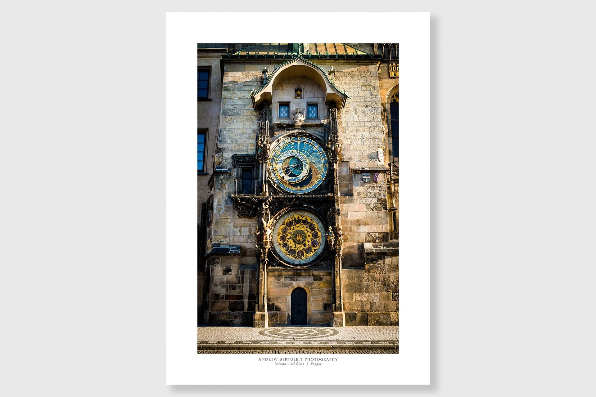 Prague Astronomical Clock print with white border, ready for a standard frame.