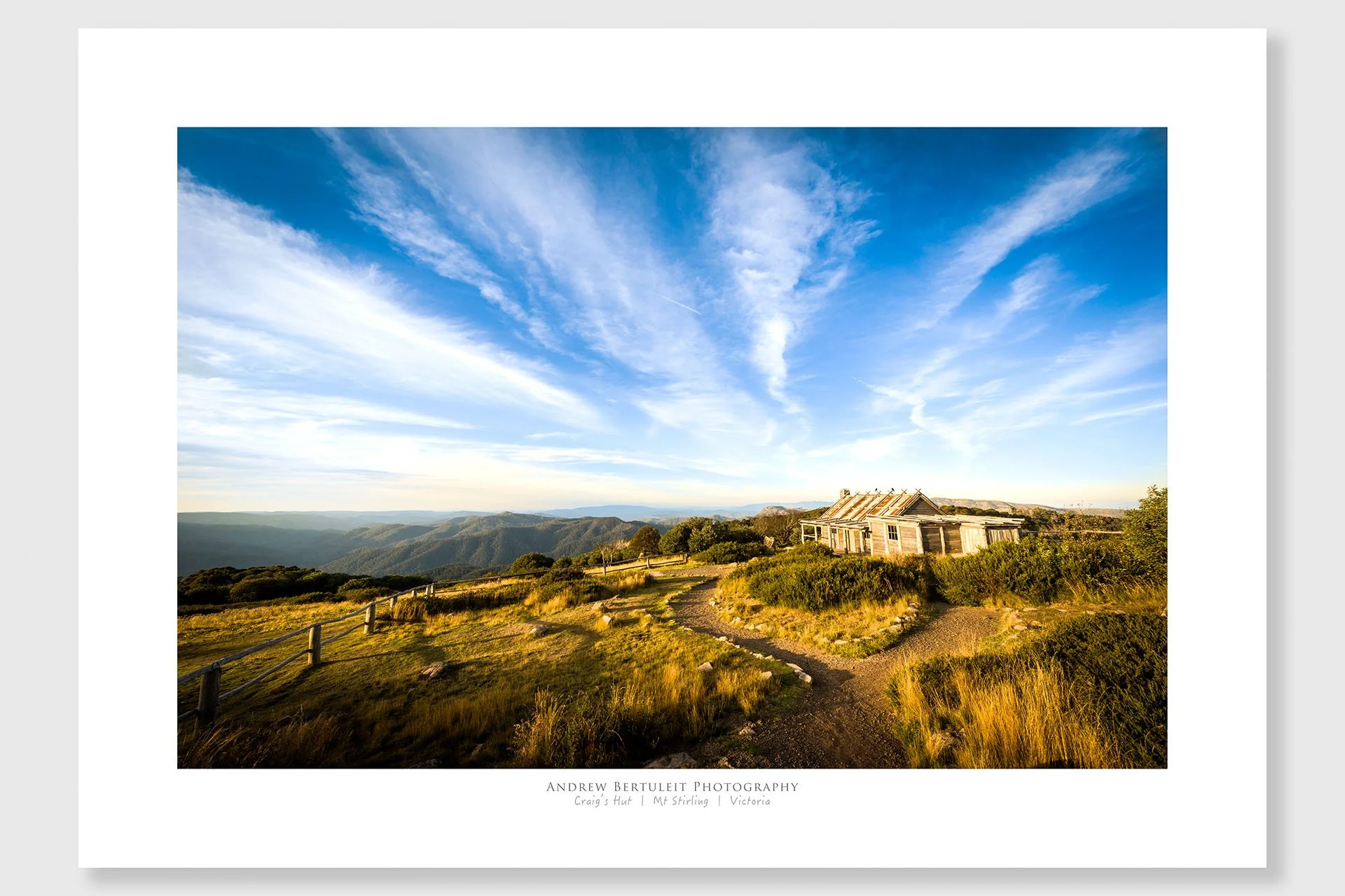 Craig's Hut print with white border, ready for a standard frame
