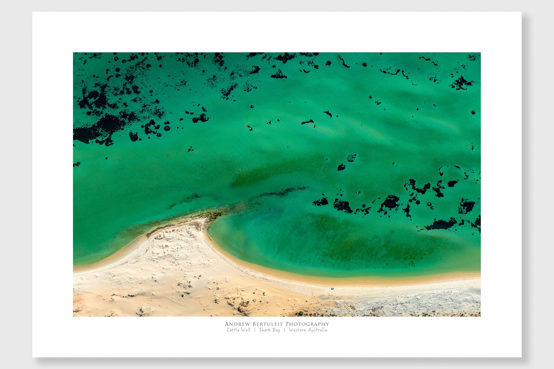 Cattle Well, Shark Bay print with white border, ready for a standard frame