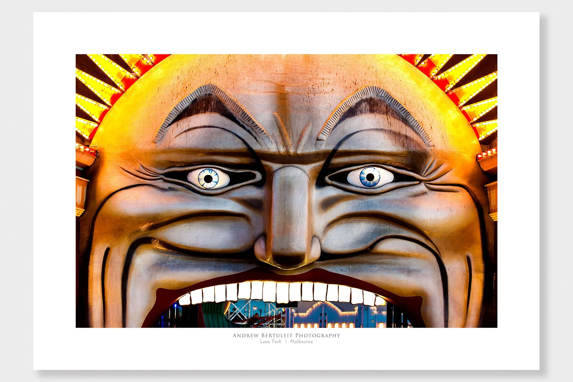 Luna Park St Kilda face print with white border, ready for a standard frame.