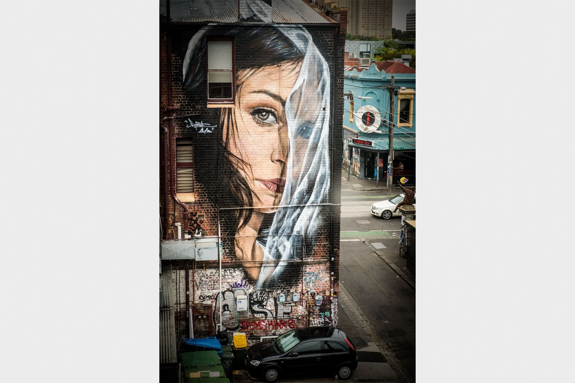 Fitzroy street art on the side of a building