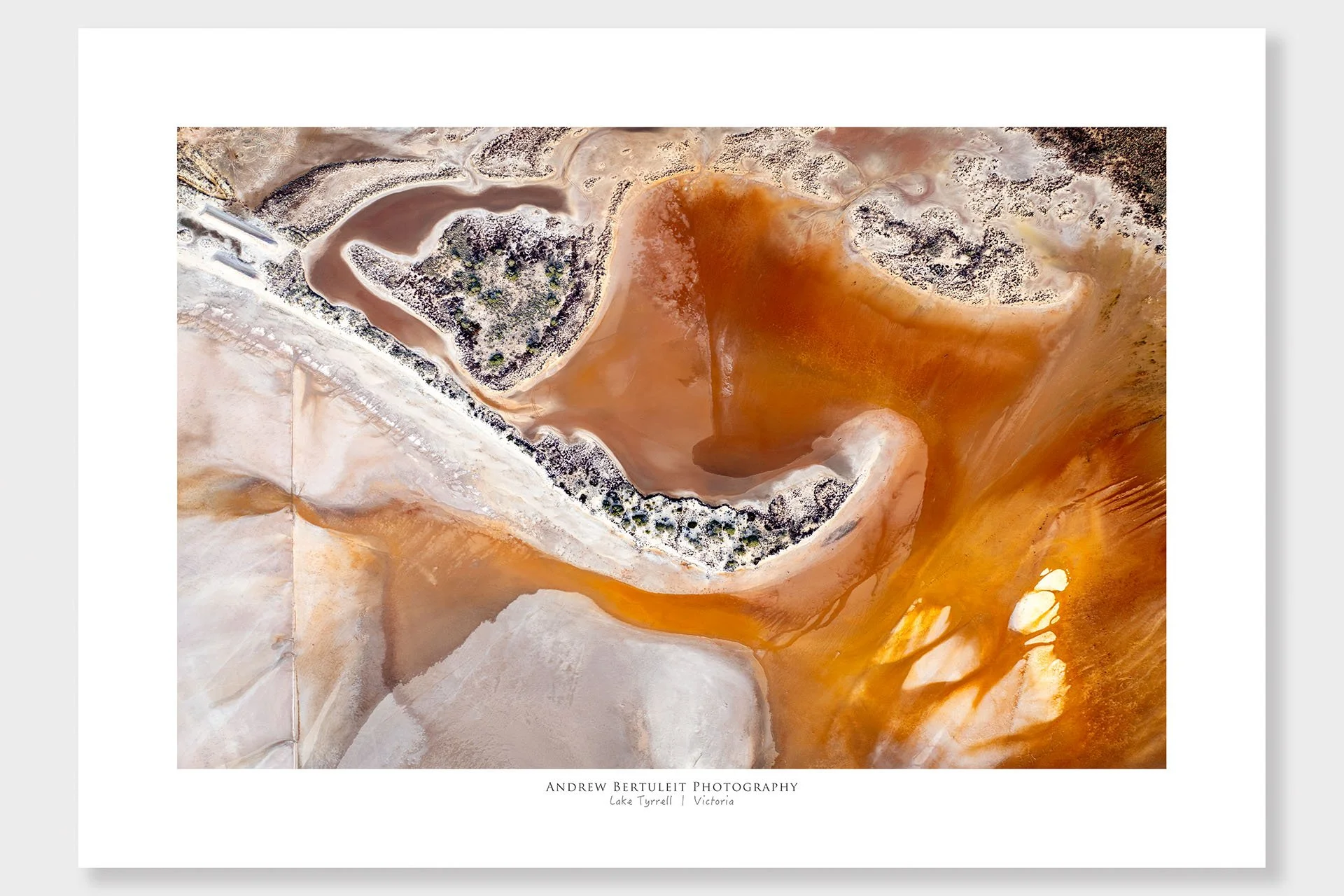 Lake Tyrrell abstract print with white border, ready for a standard frame.