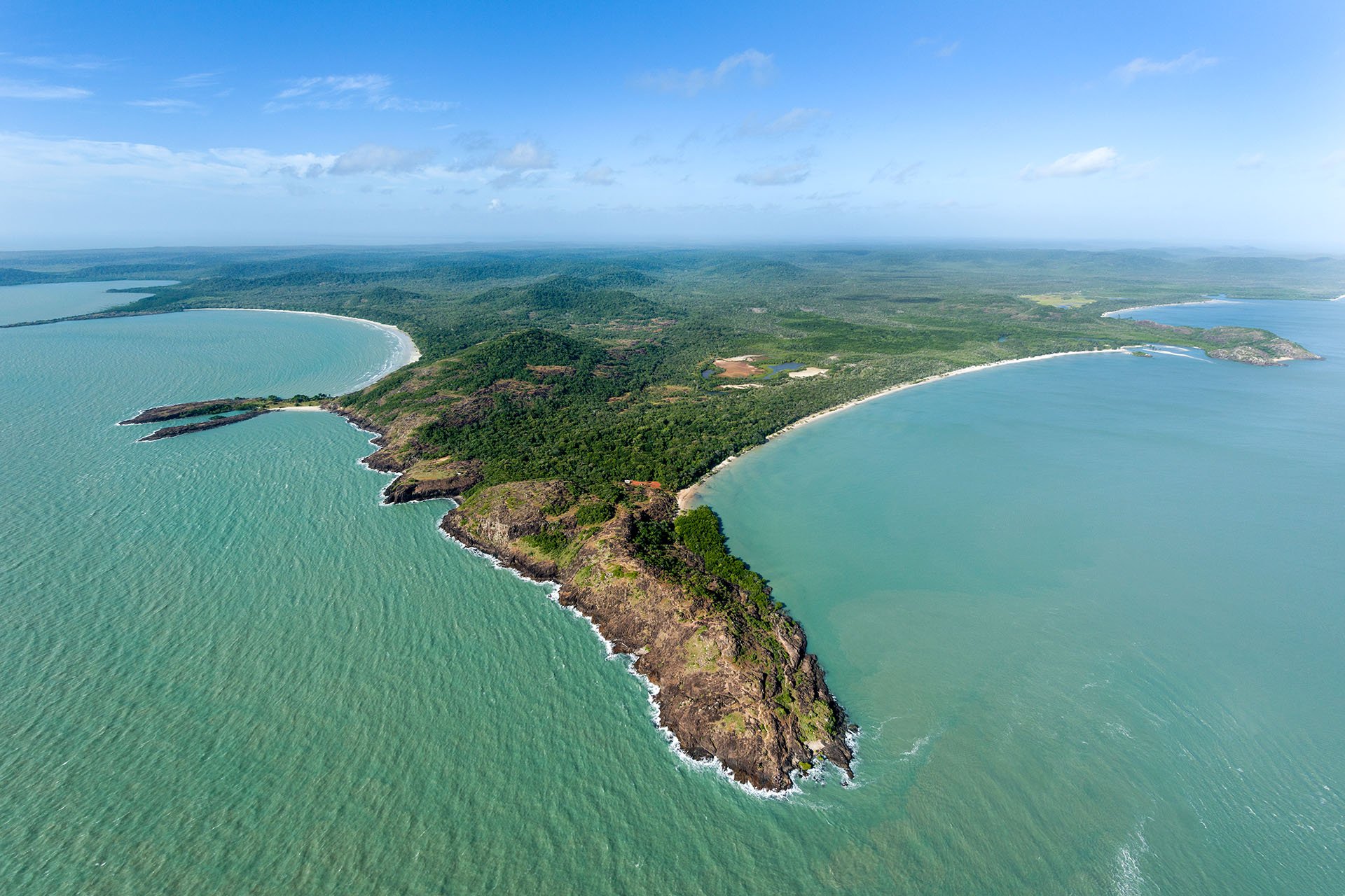 Aerial of the northernmost point in Australia, Cape York, QLD