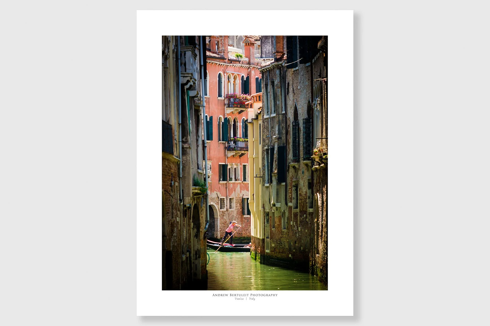 Venice gondolier print with white border, ready for a standard frame.