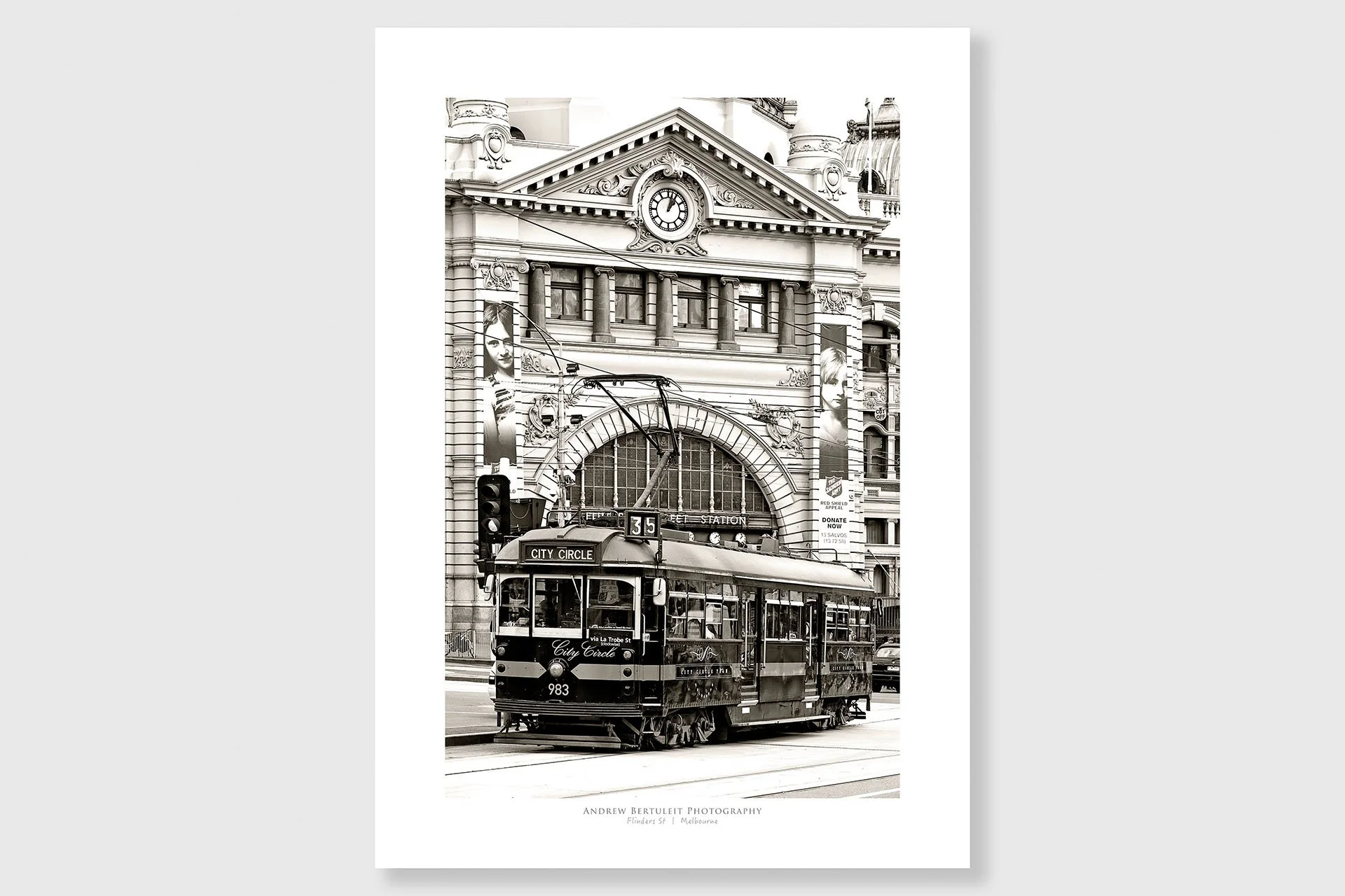 Melbourne tram print with white border, ready for a standard frame