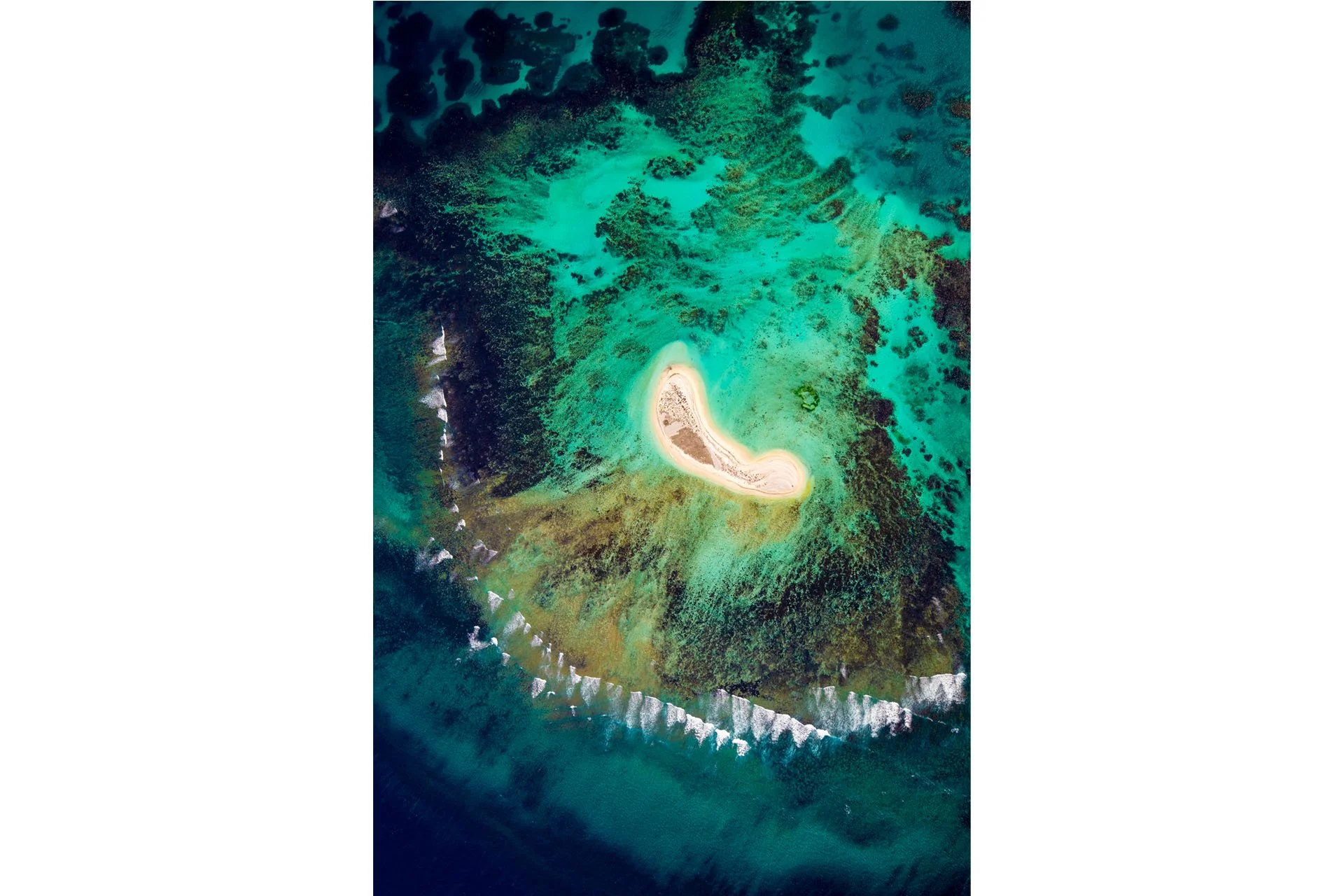 Sandy Island aerial shot looking straight down