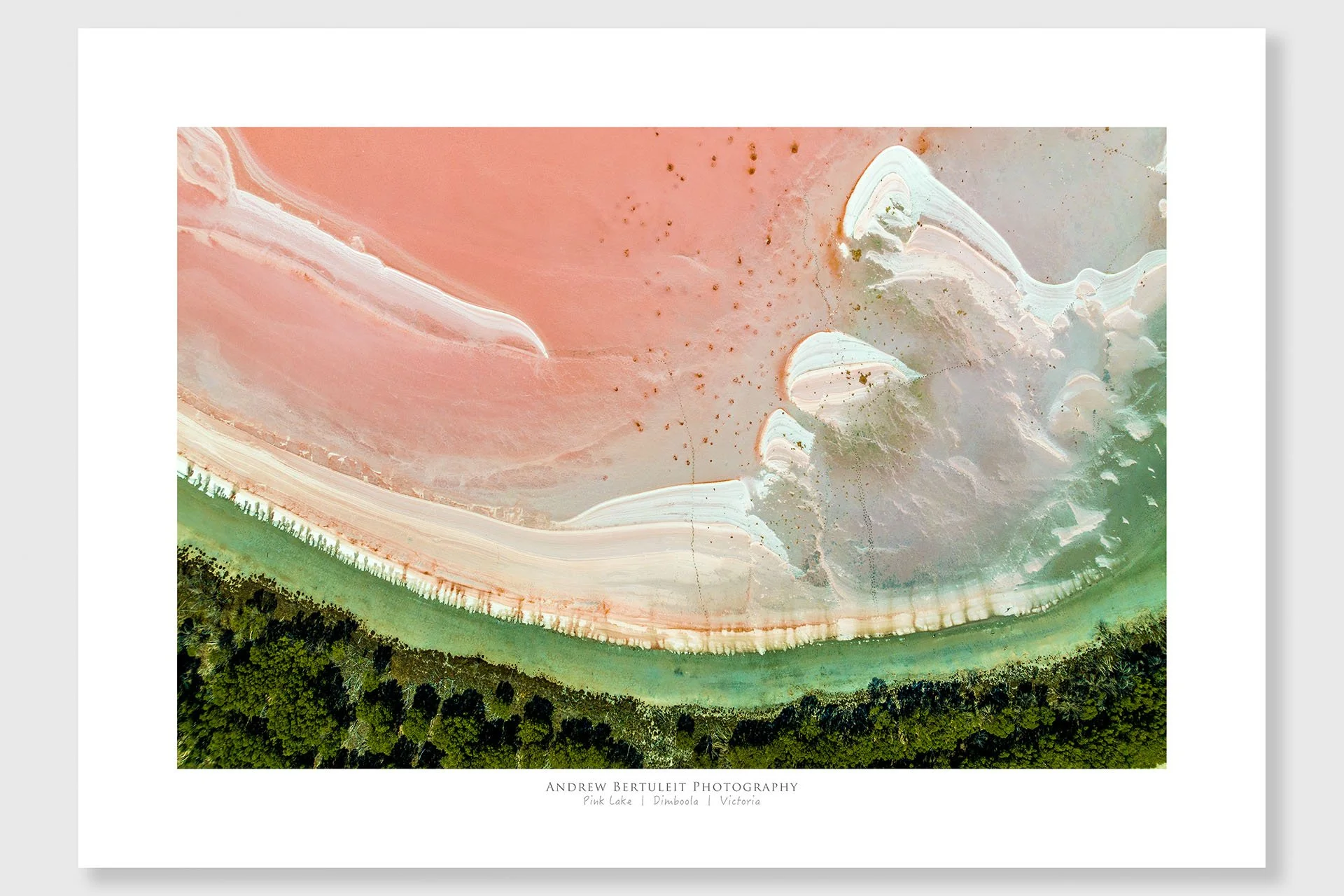 Pink Lake watermelon print with white border, ready for a standard frame