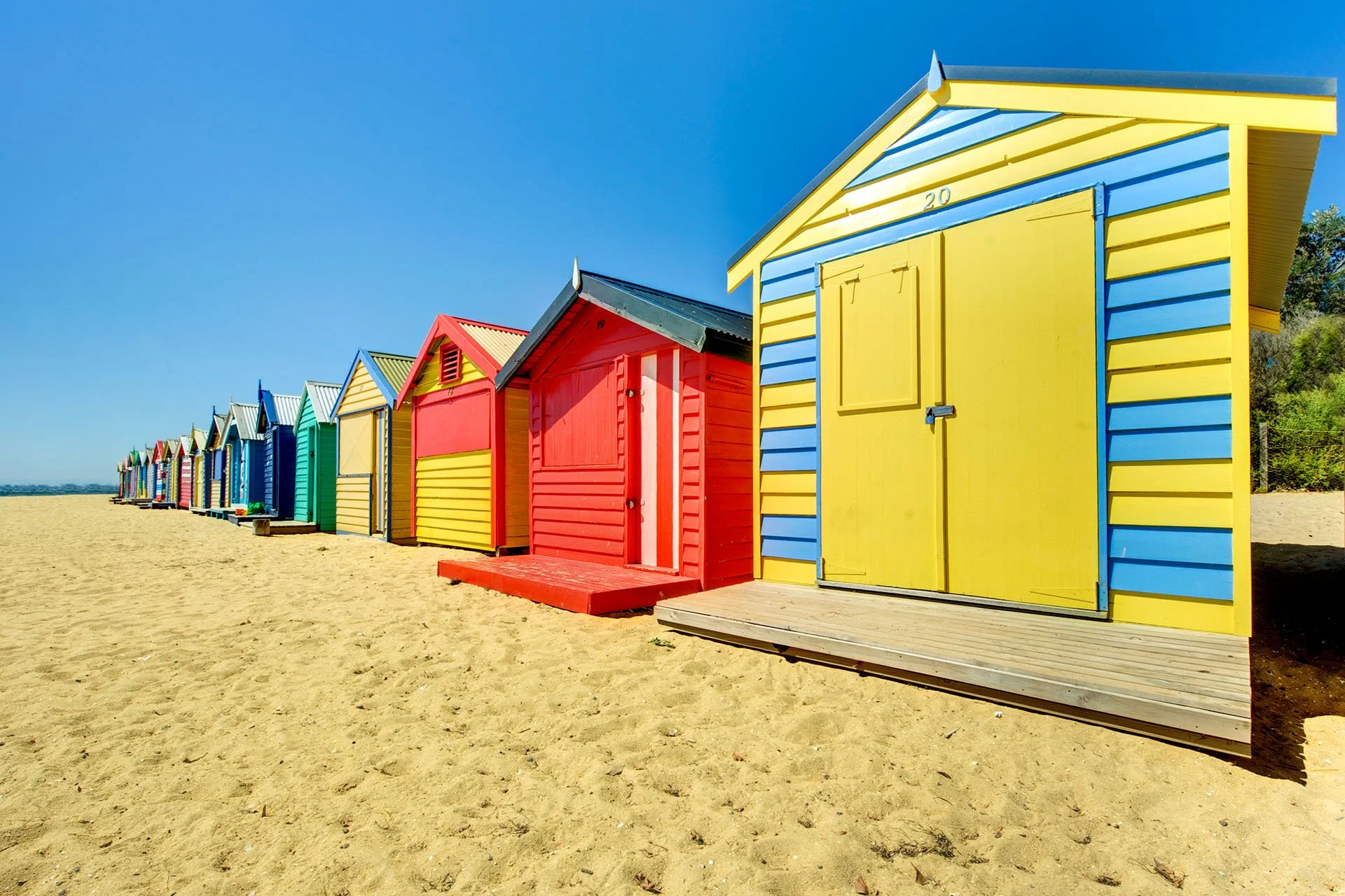 Colourful beach huts in Melbourne