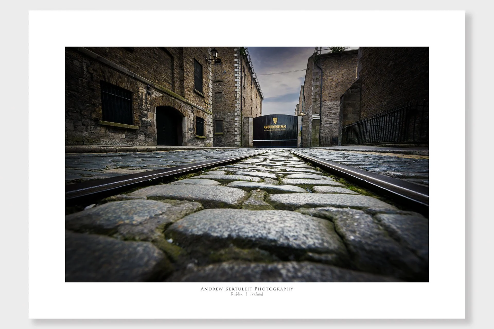 Dublin Guinness gate print with white border, ready for a standard frame.