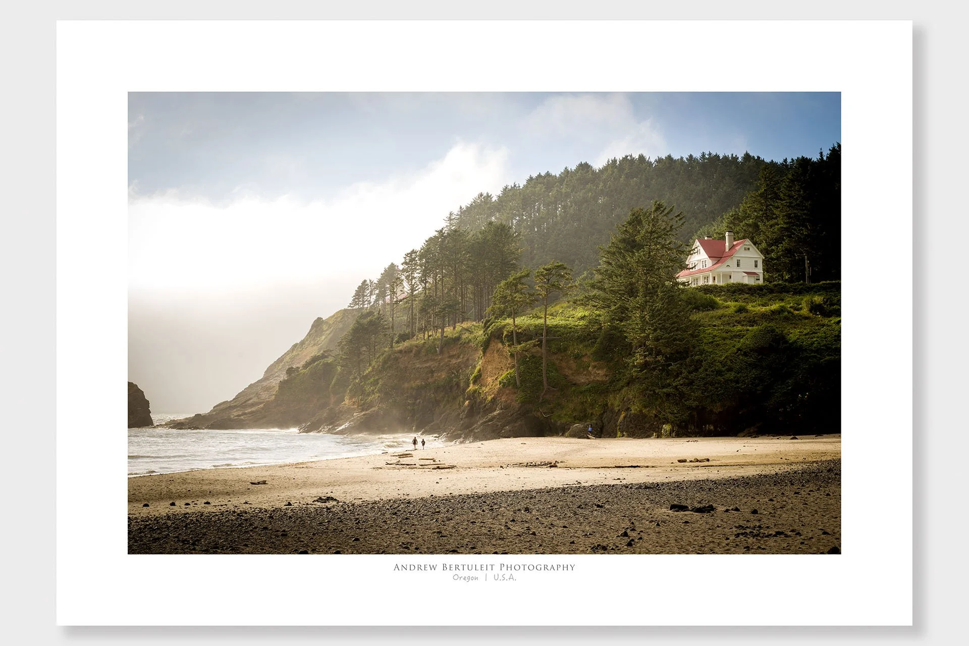 Oregon coast Heceta Head print with white border, ready for a standard frame.
