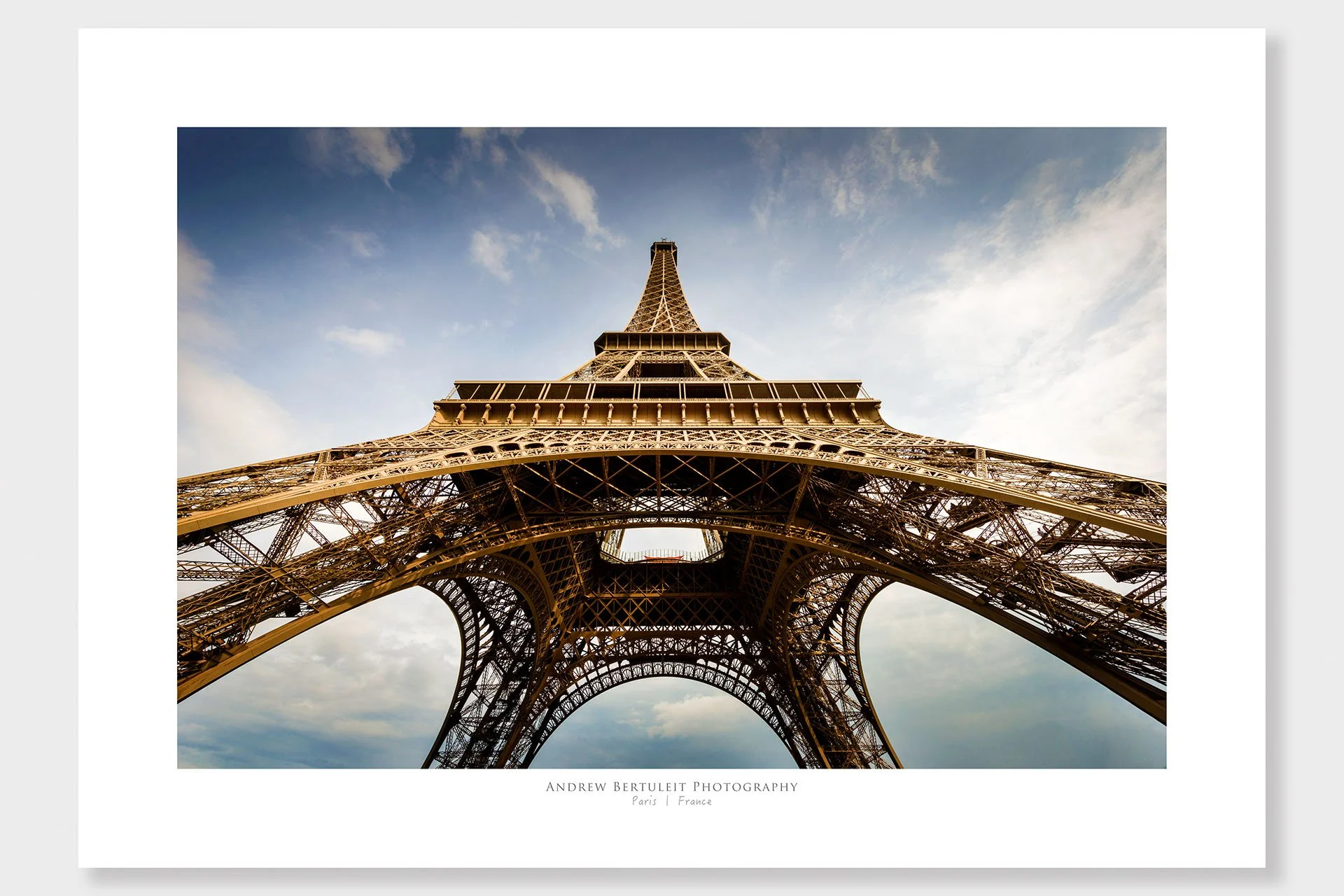 Paris Eiffel Tower print with white border, ready for a standard frame.