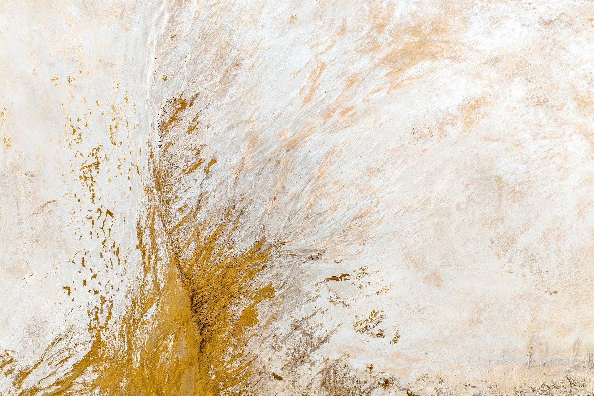 Drone shot of abstract patterns in the lake bed