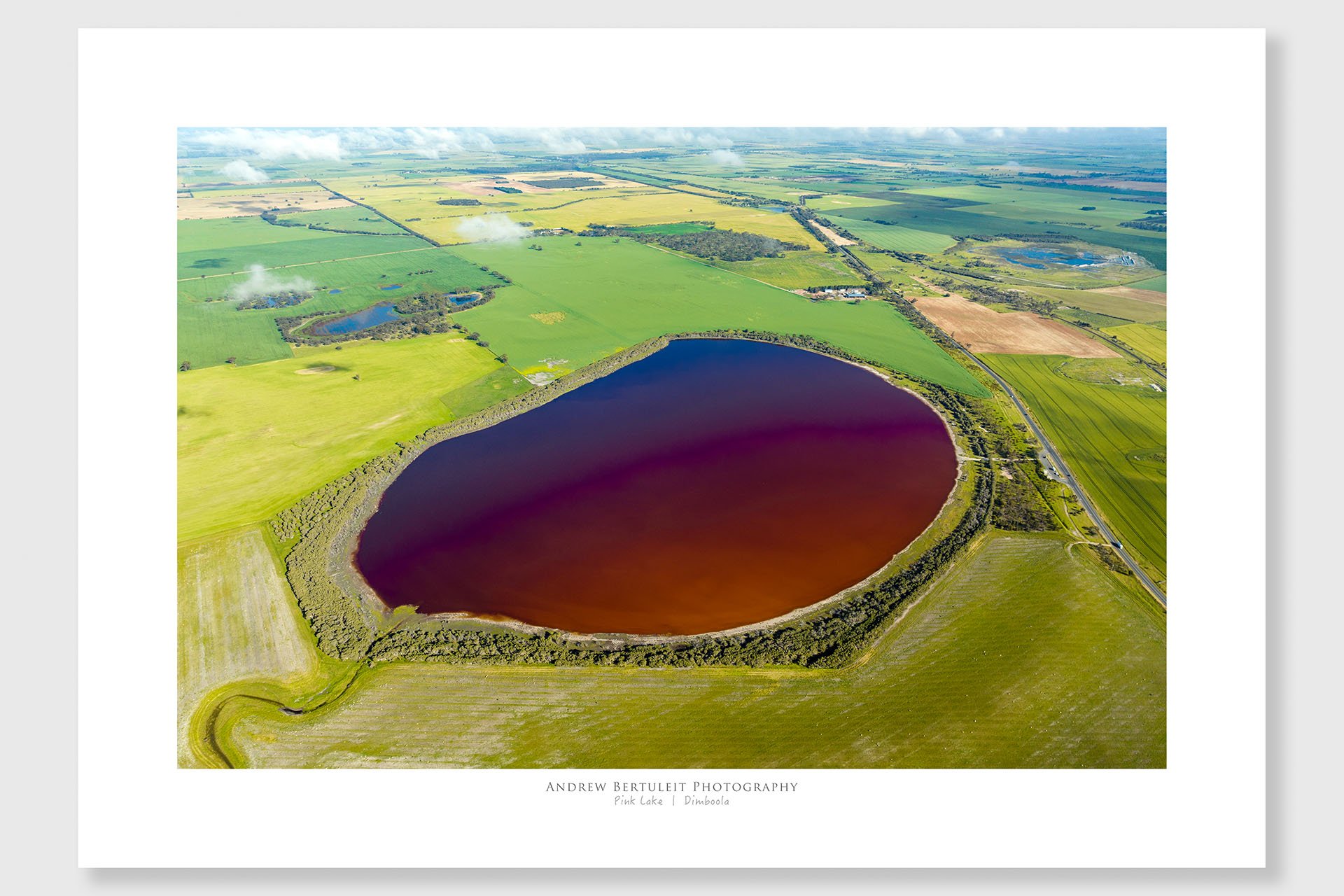 Dark Pink Lake print with white border, ready for a standard frame