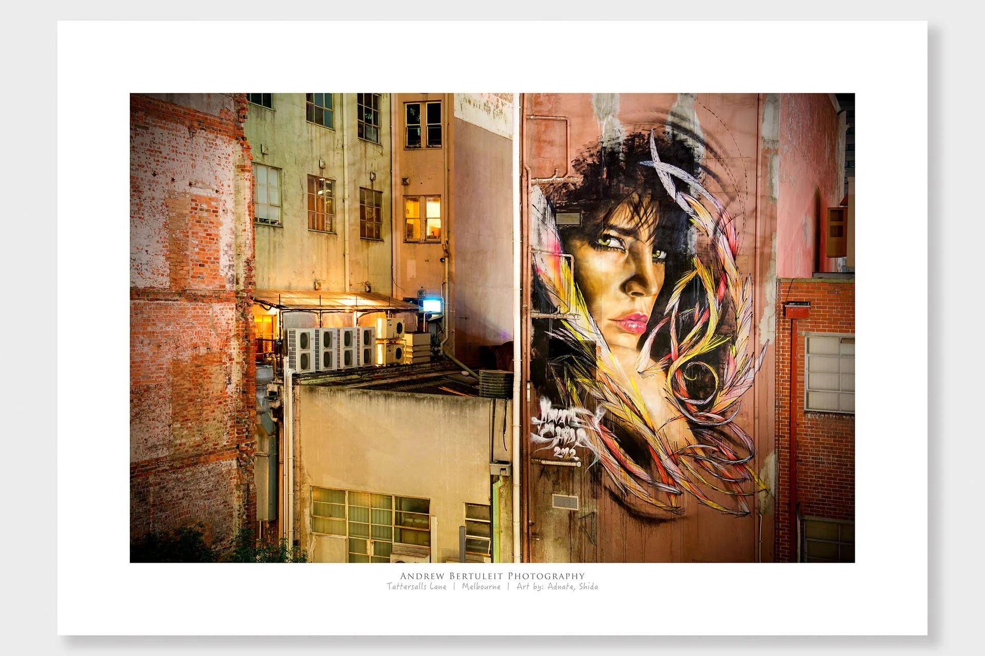 Tattersalls Lane street art print with white border, ready for a standard frame.