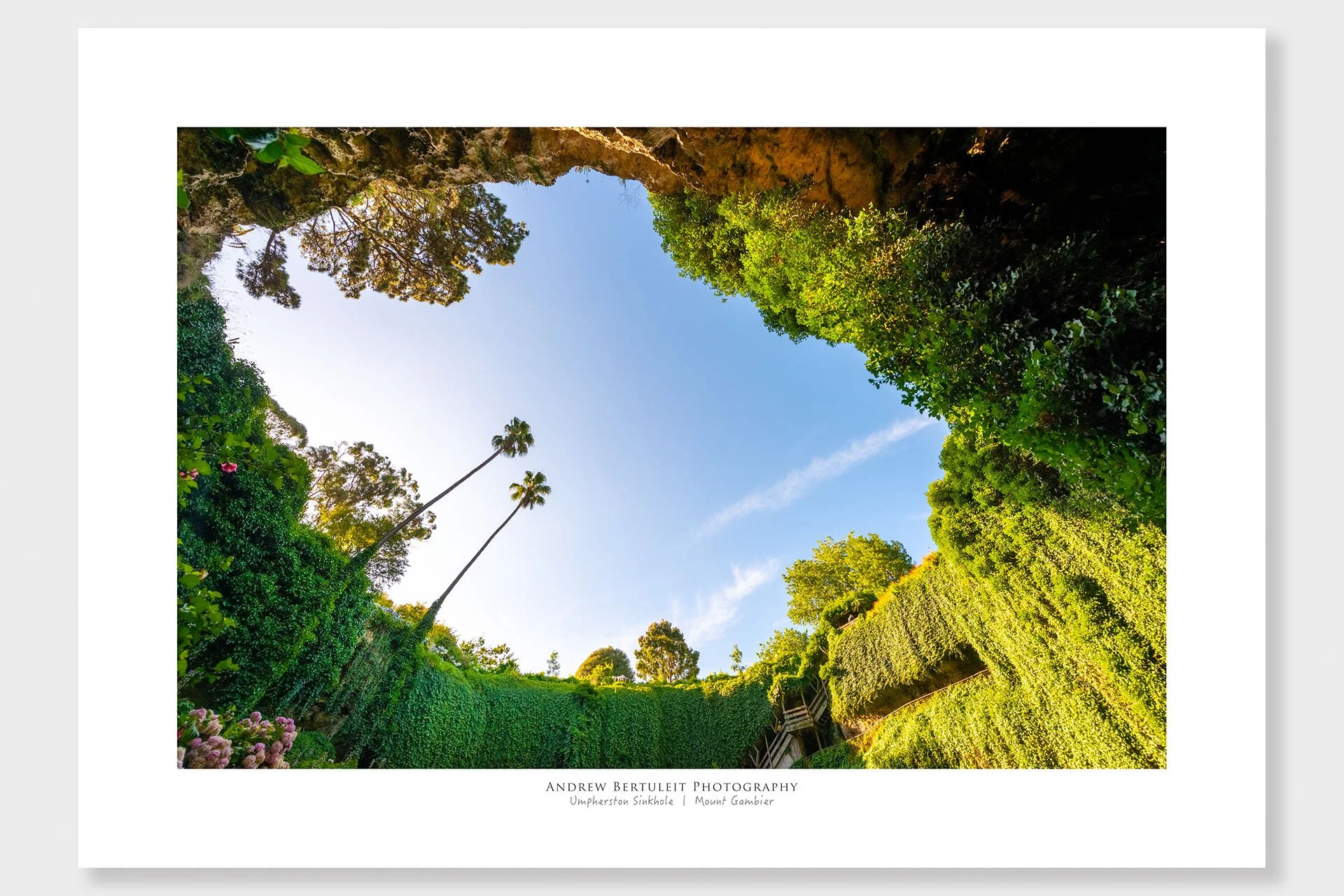 Umpherston Sinkhole print with white border, ready for a standard frame.