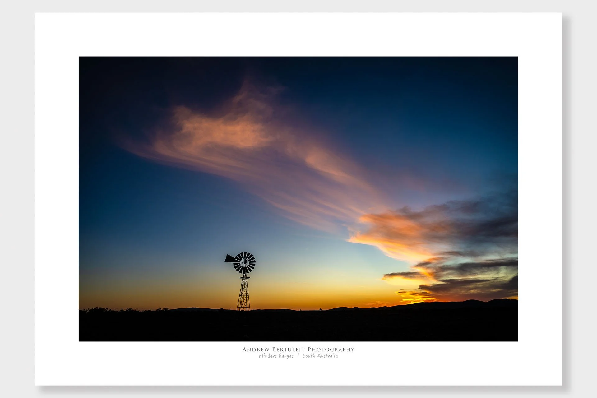 Windmill print with white border, ready for a standard frame