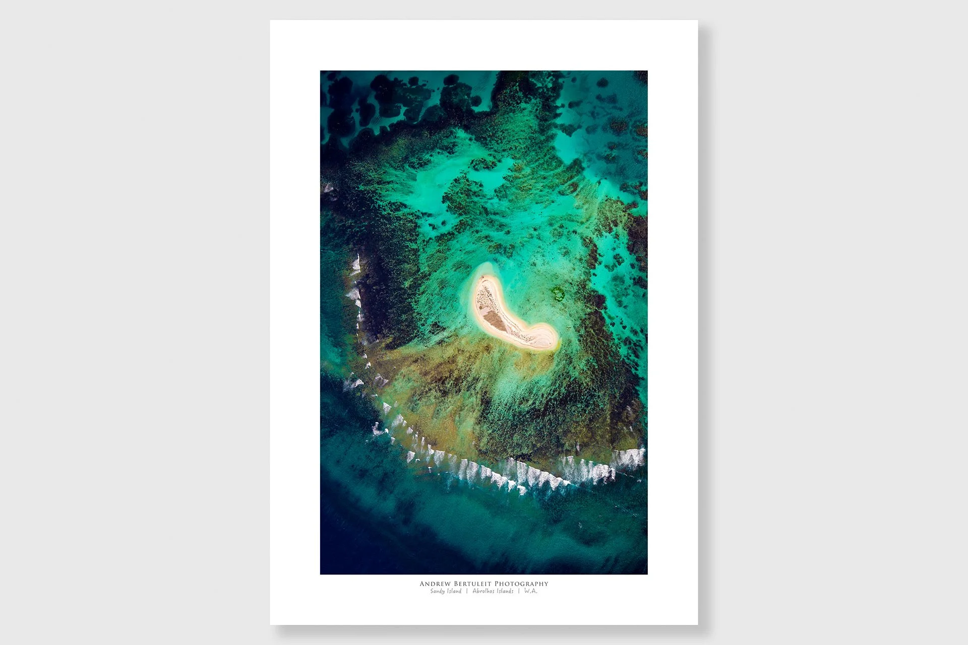 Sandy Island print with white border, ready for a standard frame