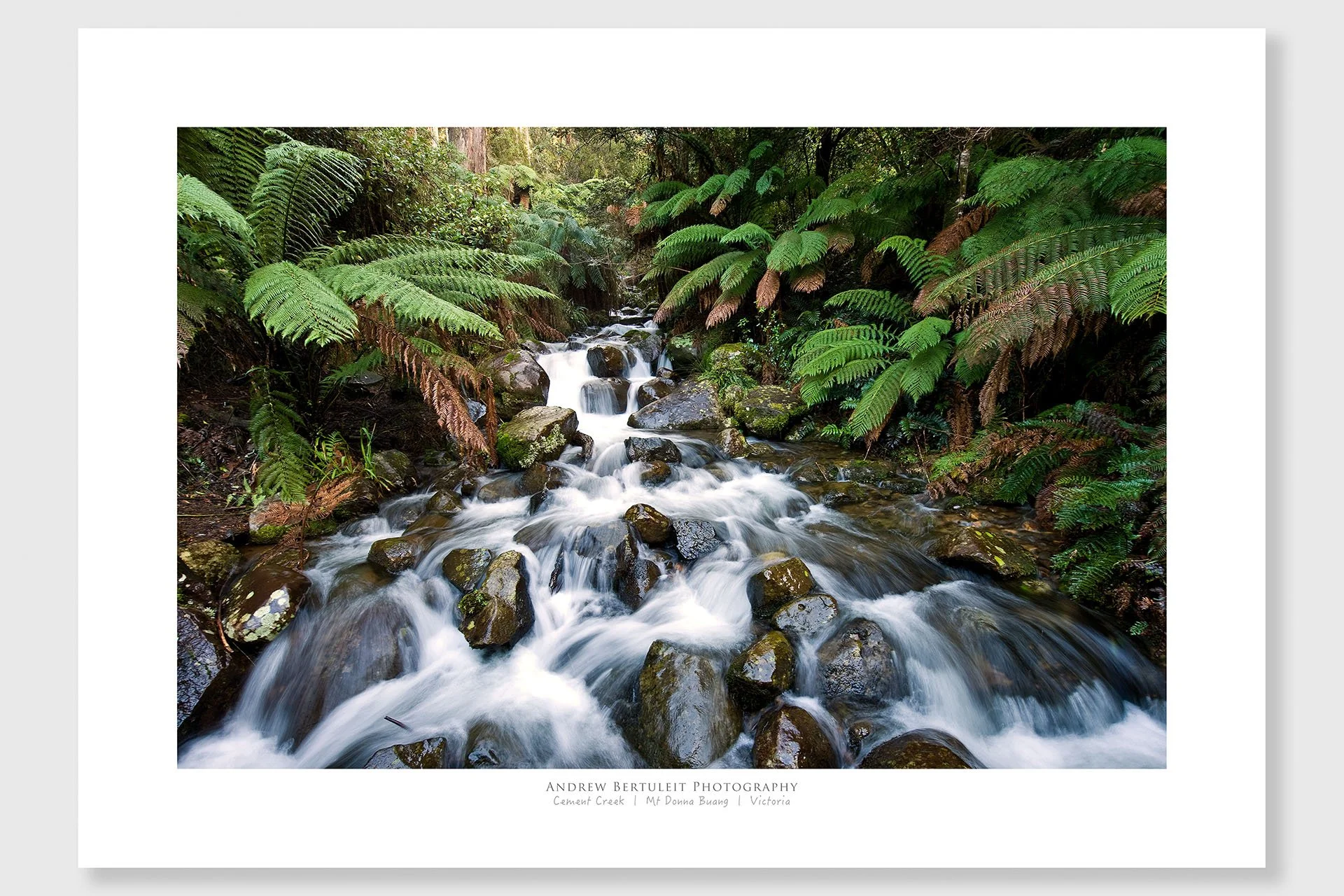 Cement creek print with white border, ready for a standard frame