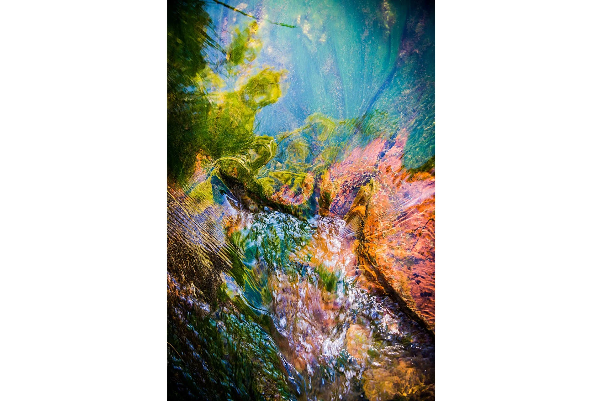 Running water over rocks, abstract colours