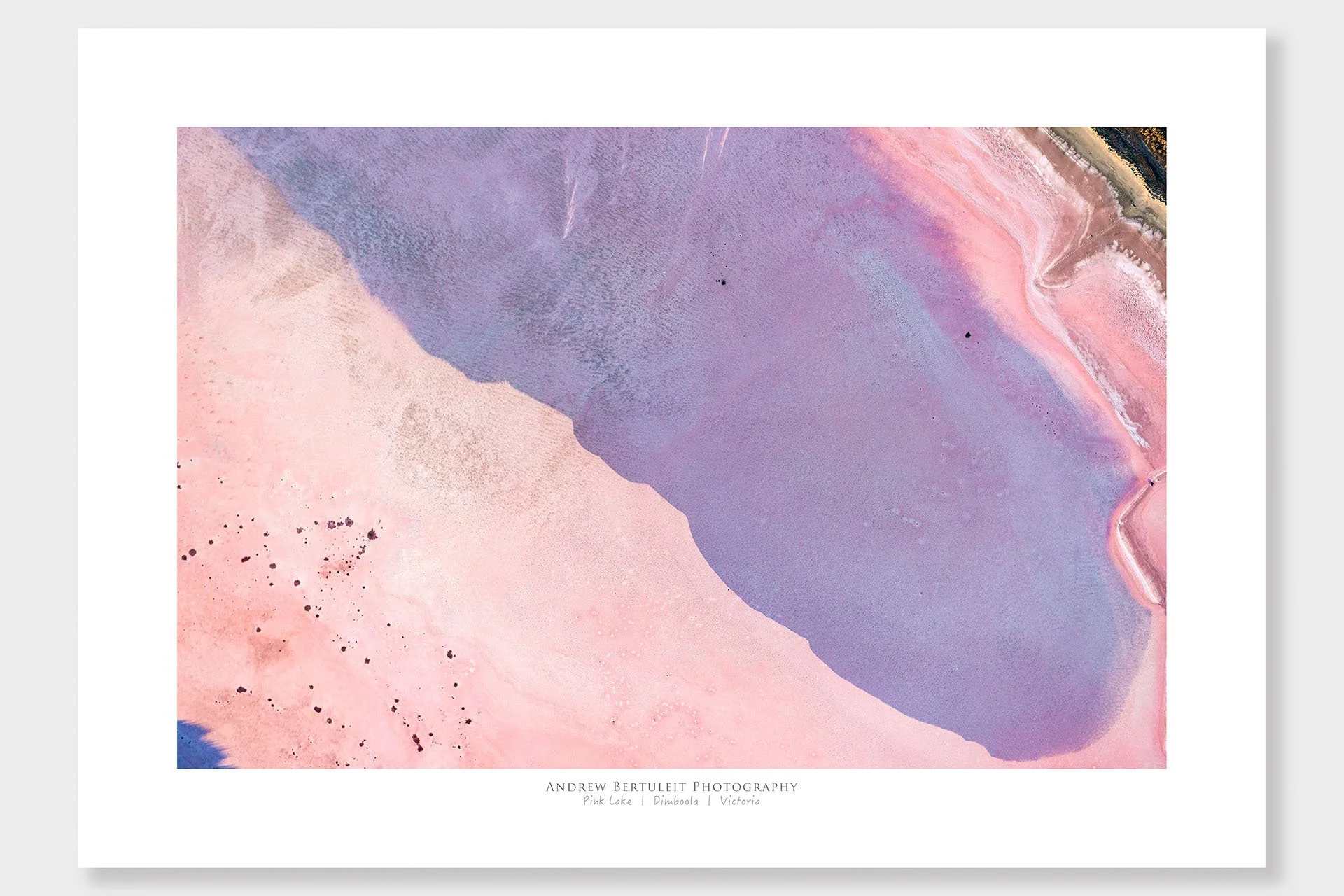 Pink Lake print with white border, ready for a standard frame