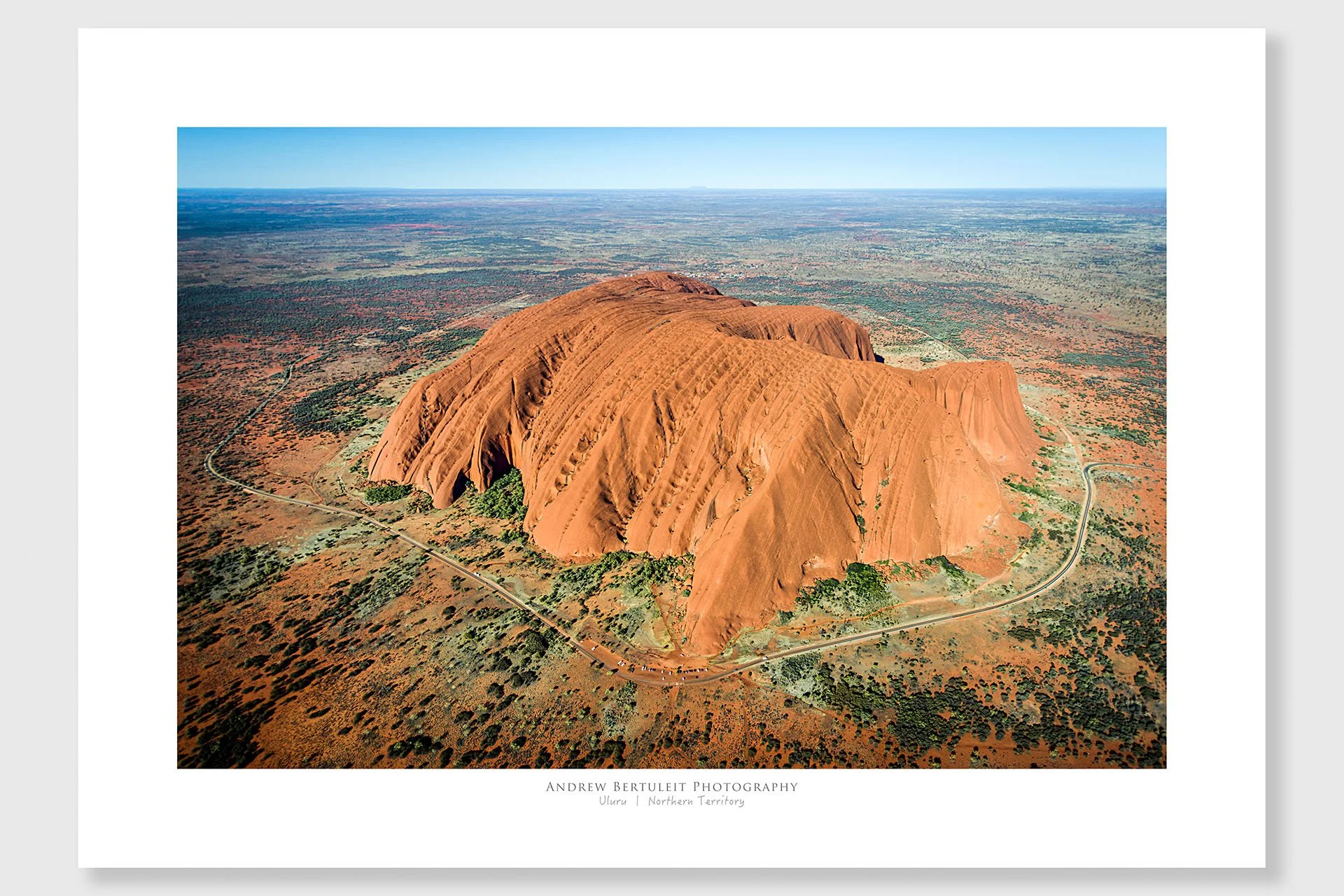 Uluru aerial print with white border, ready for a standard frame