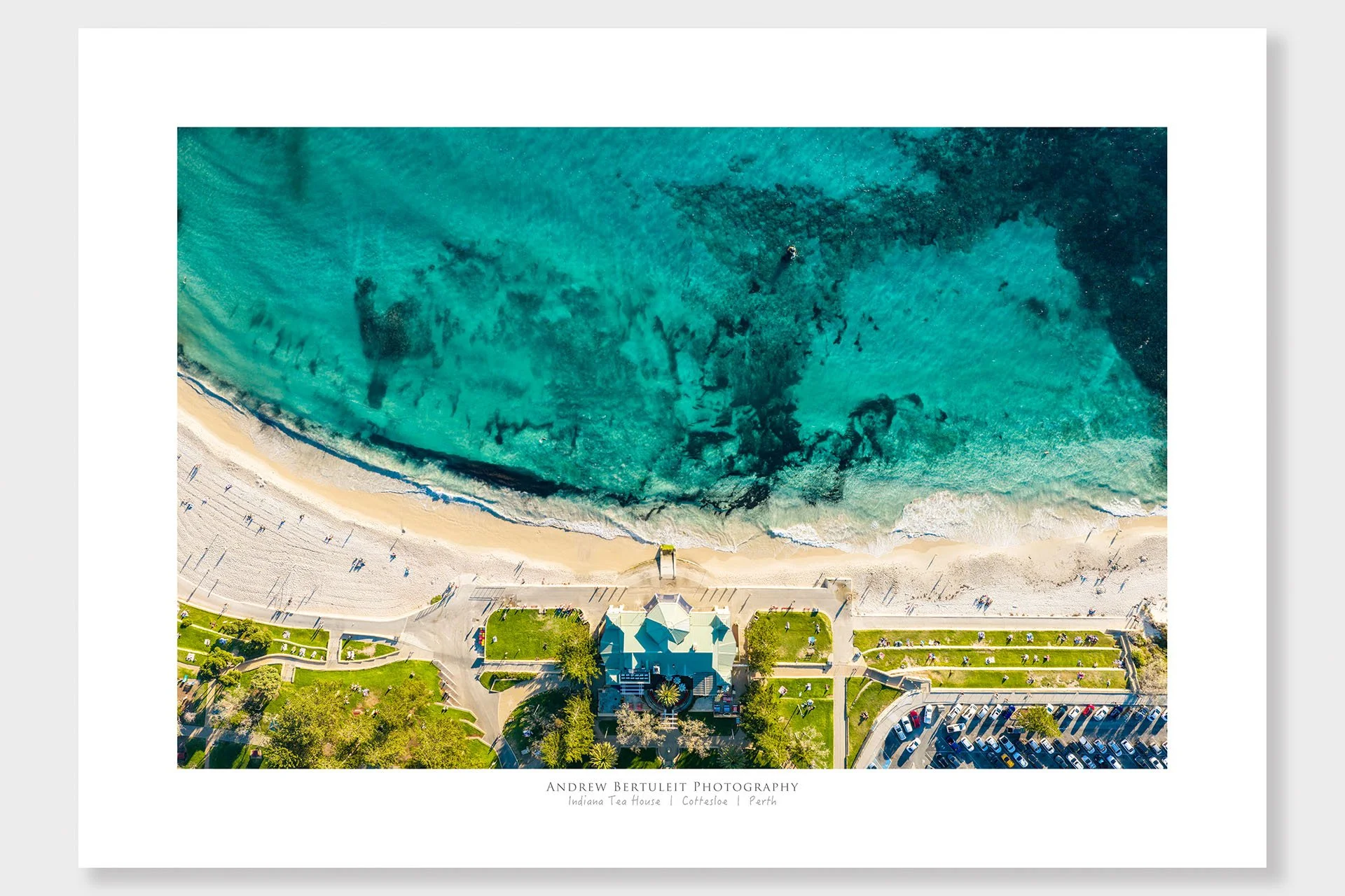Cottesloe Beach Indiana Tea House print with white border, ready for a standard frame.