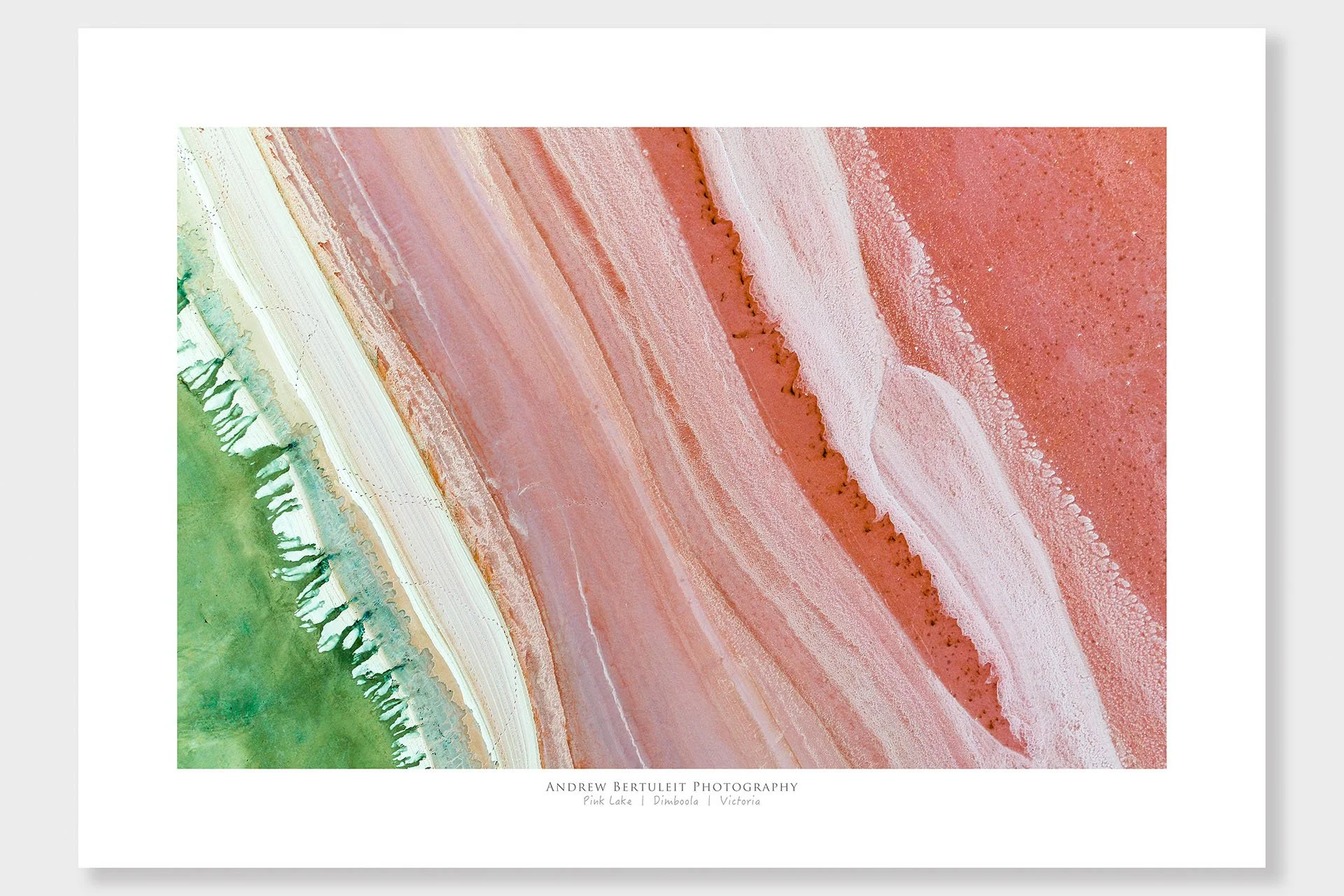 Dimboola Pink Lake abstract print with white border, ready for a standard frame.