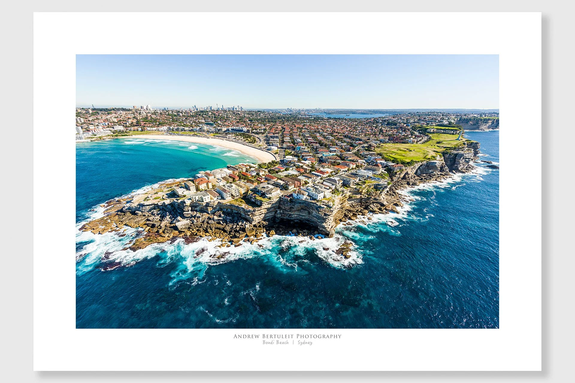 Bondi Beach print with white border, ready for a standard frame